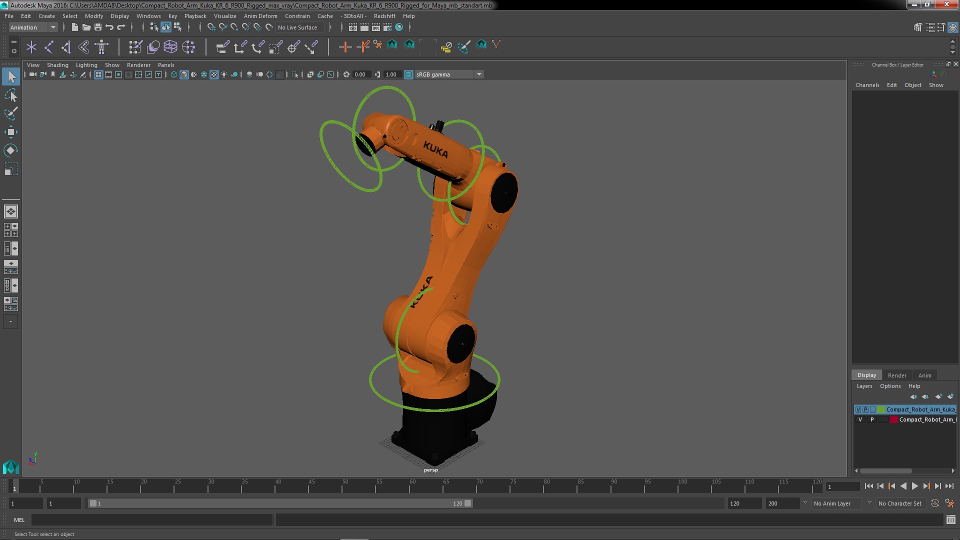 3D Compact Robot Arm Kuka KR 6 R900 Rigged for Maya model