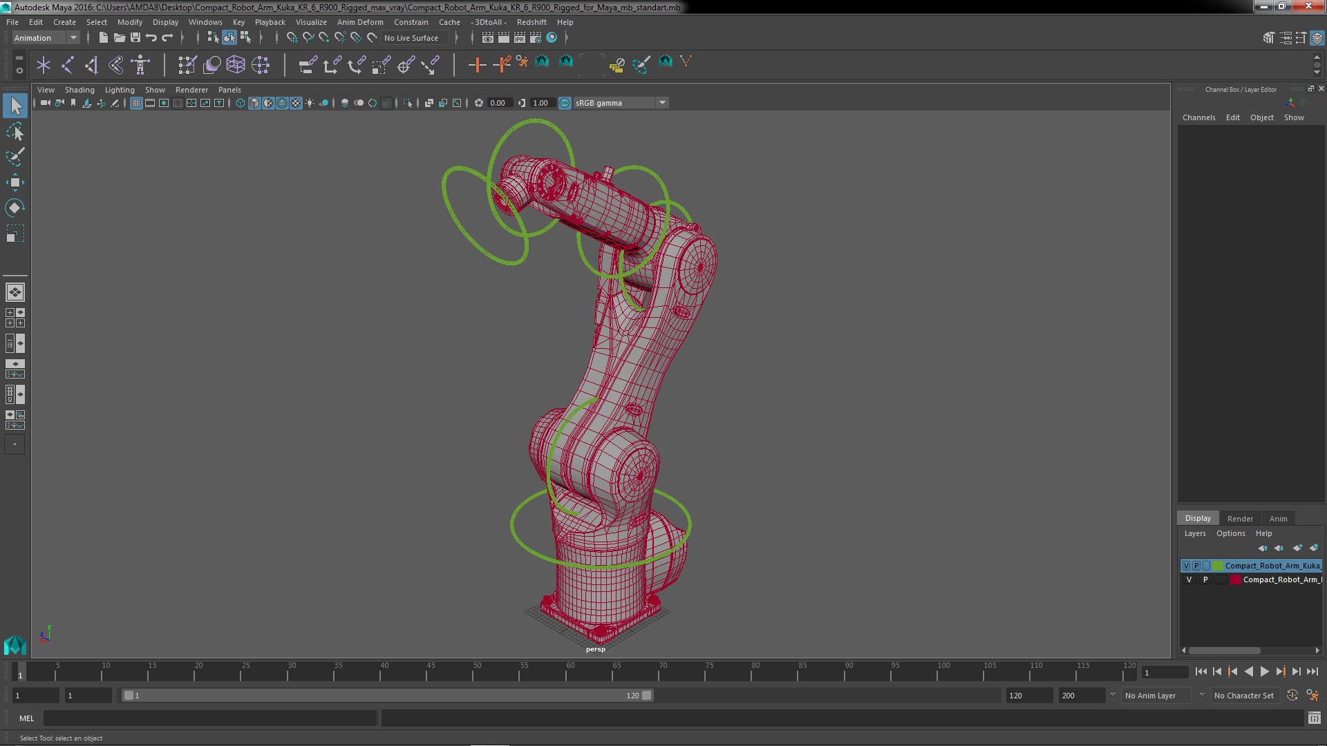 3D Compact Robot Arm Kuka KR 6 R900 Rigged for Maya model