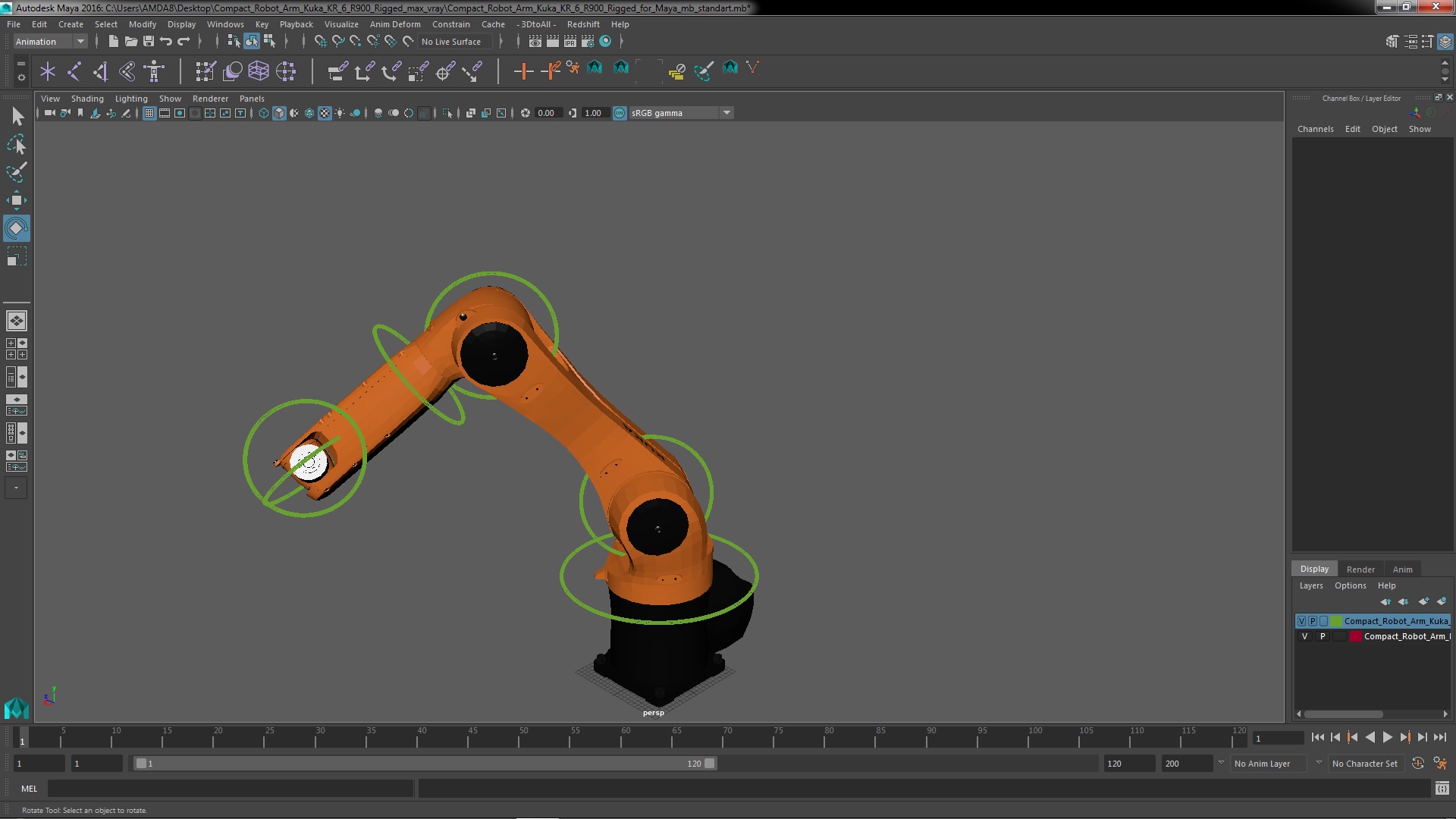 3D Compact Robot Arm Kuka KR 6 R900 Rigged for Maya model