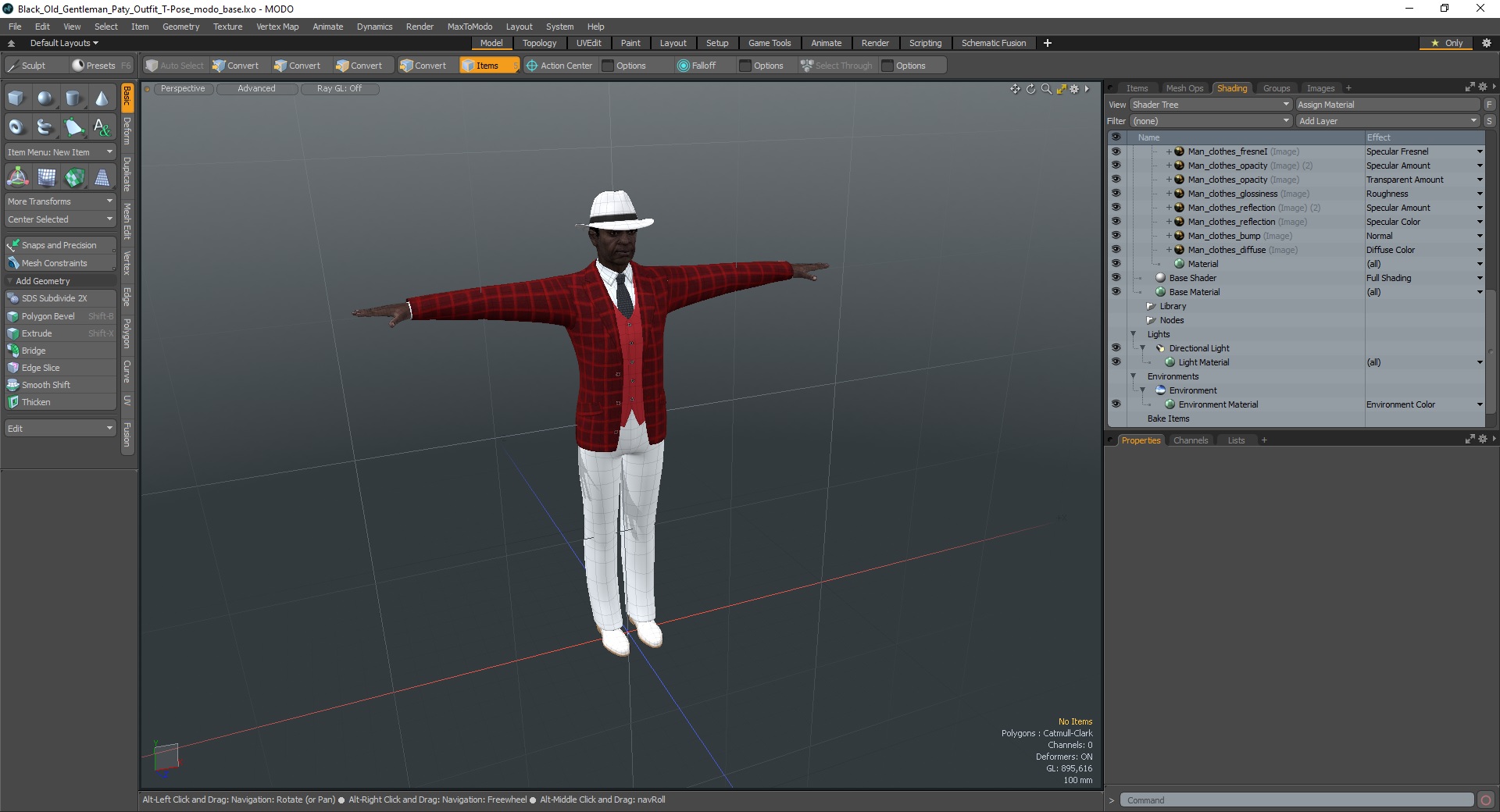 Black Old Gentleman Party Outfit T-Pose 3D model
