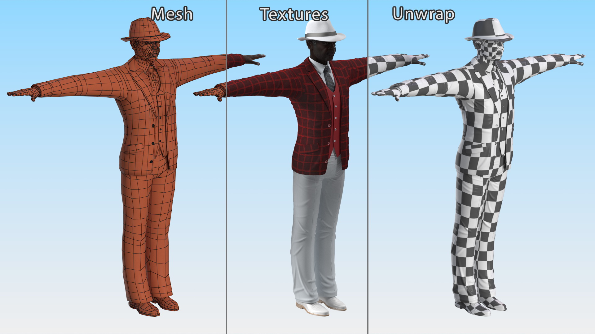 Black Old Gentleman Party Outfit T-Pose 3D model