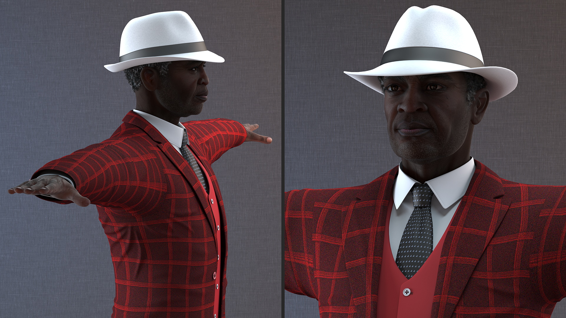 Black Old Gentleman Party Outfit T-Pose 3D model