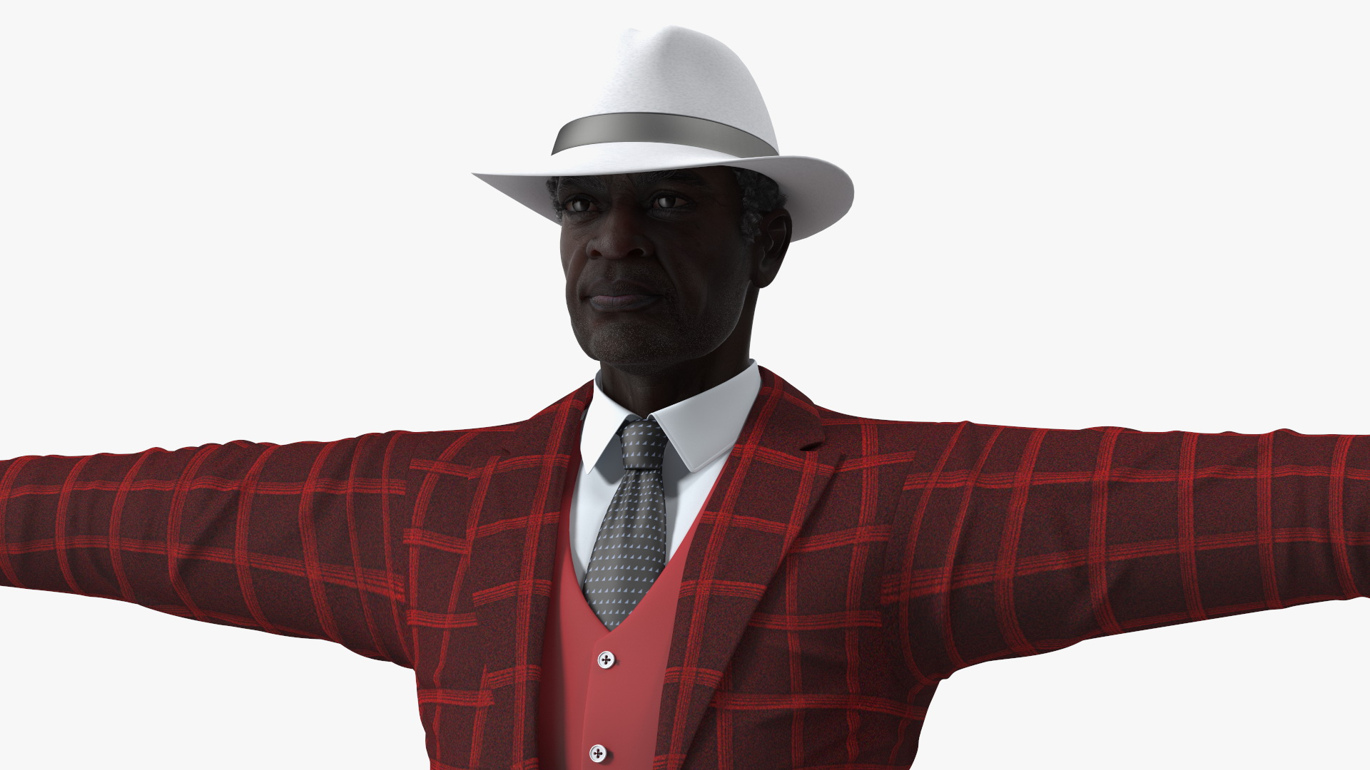 Black Old Gentleman Party Outfit T-Pose 3D model