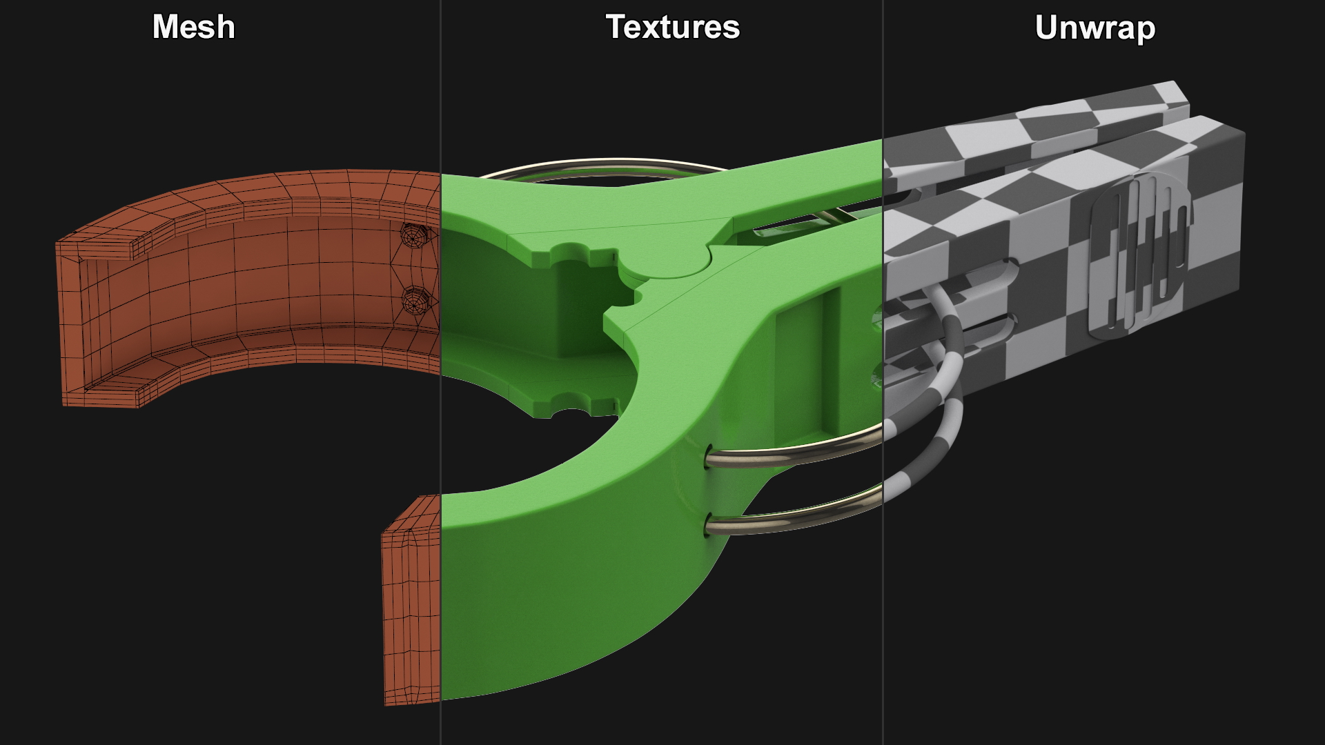 3D model Laundry Peg Green Plastic Open