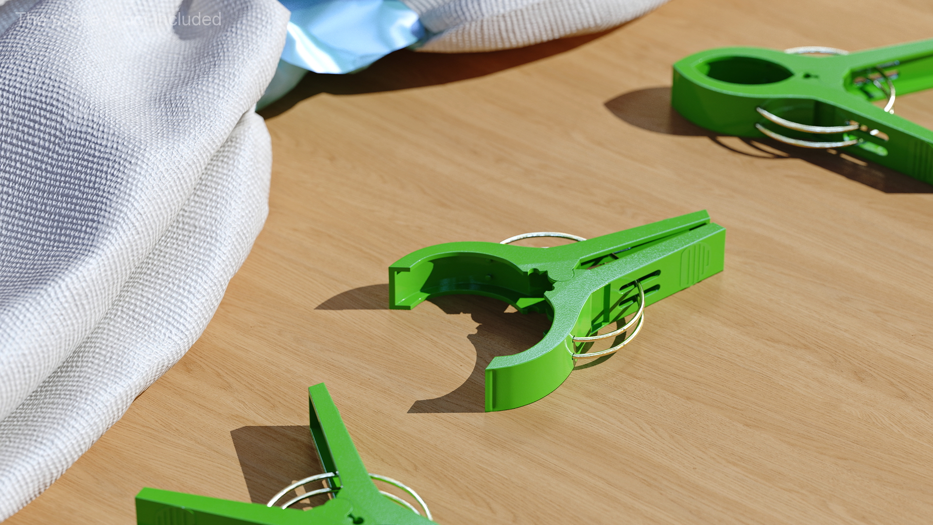 3D model Laundry Peg Green Plastic Open