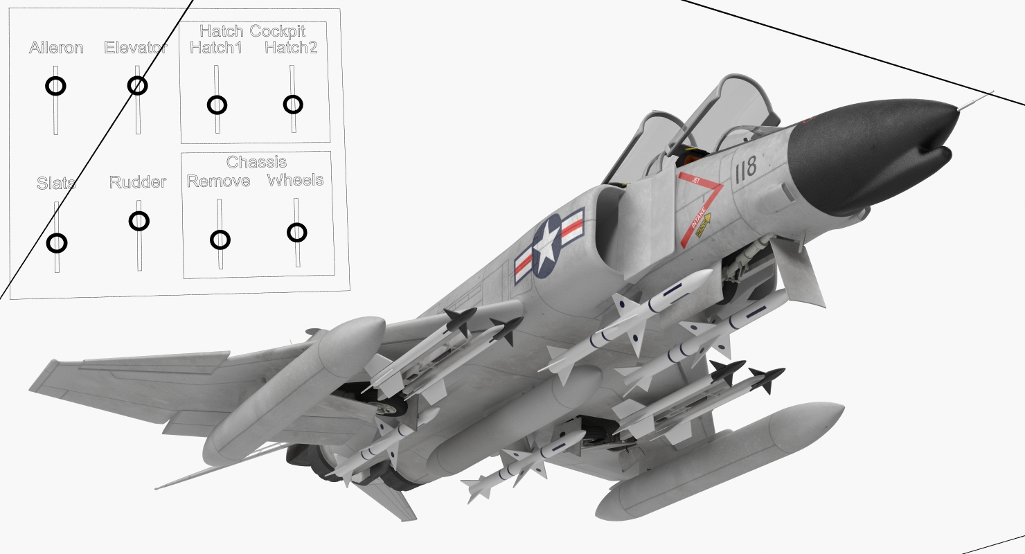 F 4 Phantom II US Navy Rigged 3D model