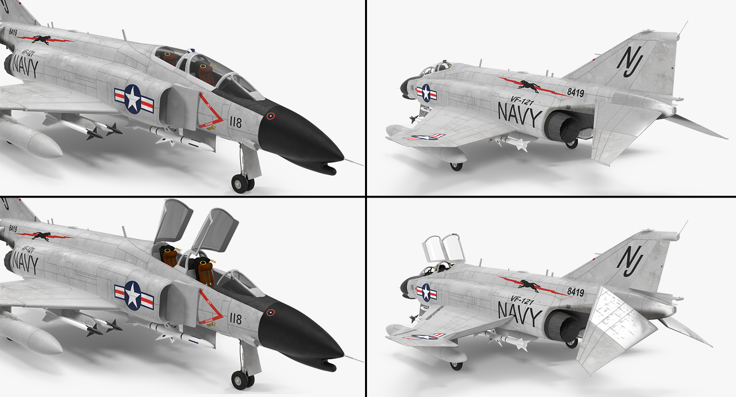 F 4 Phantom II US Navy Rigged 3D model