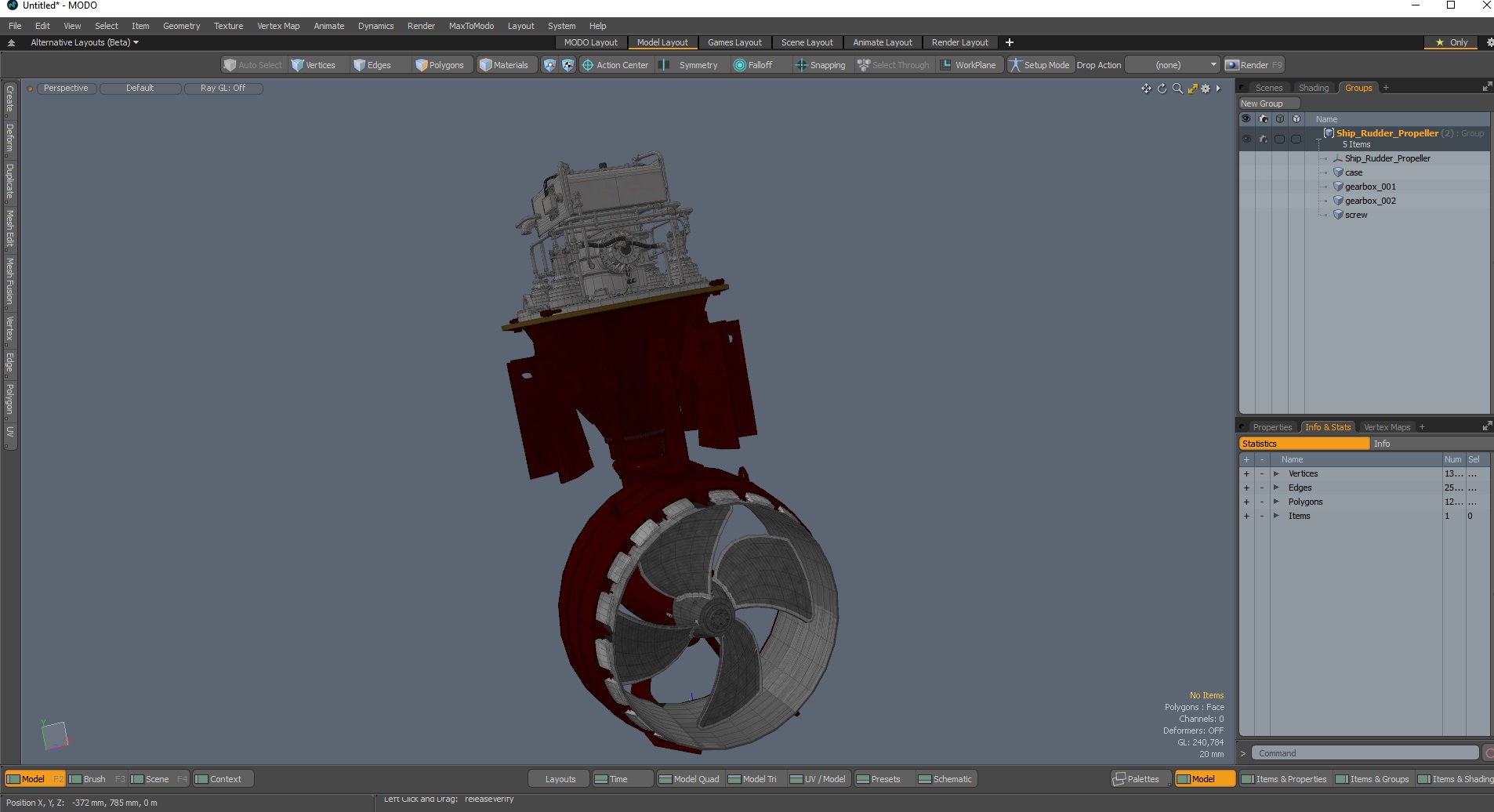 3D Ship Rudder Propeller