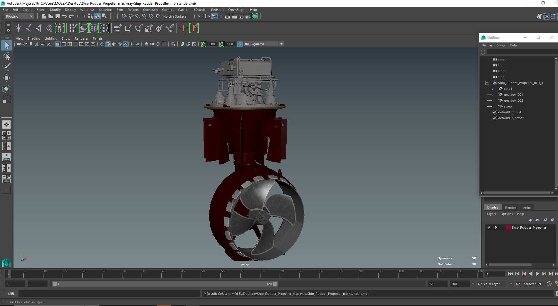 3D Ship Rudder Propeller