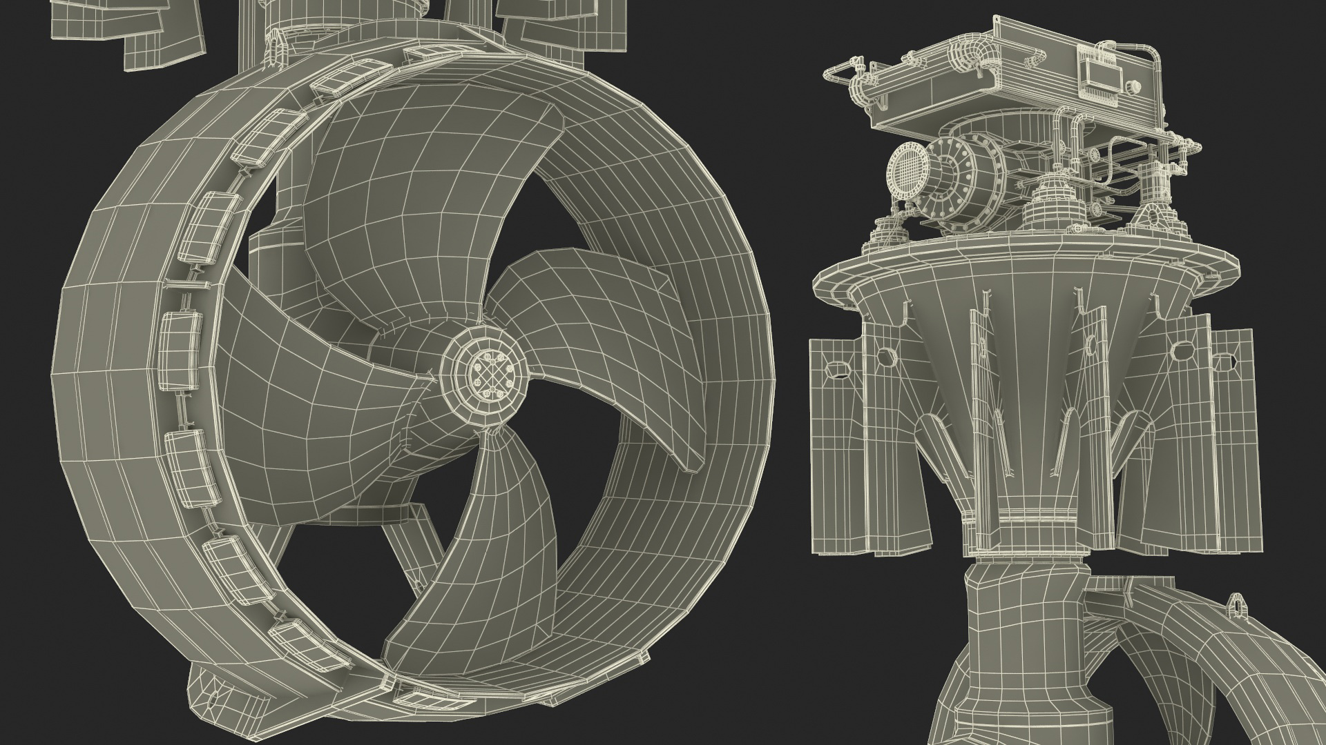 3D Ship Rudder Propeller