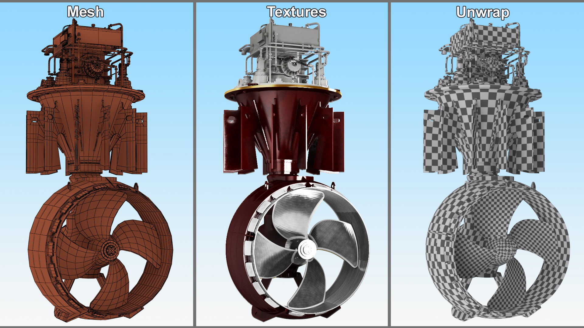 3D Ship Rudder Propeller