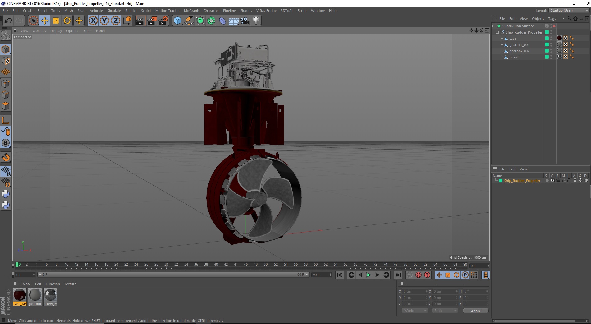 3D Ship Rudder Propeller