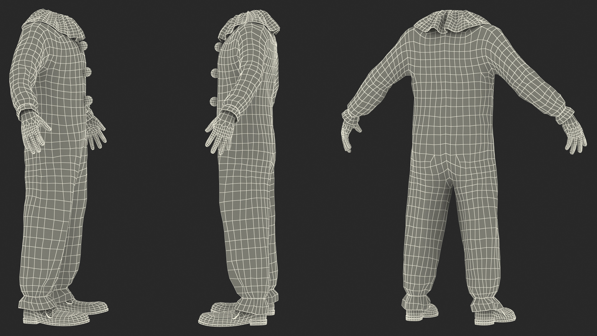 Carnival Clown Costume 3D