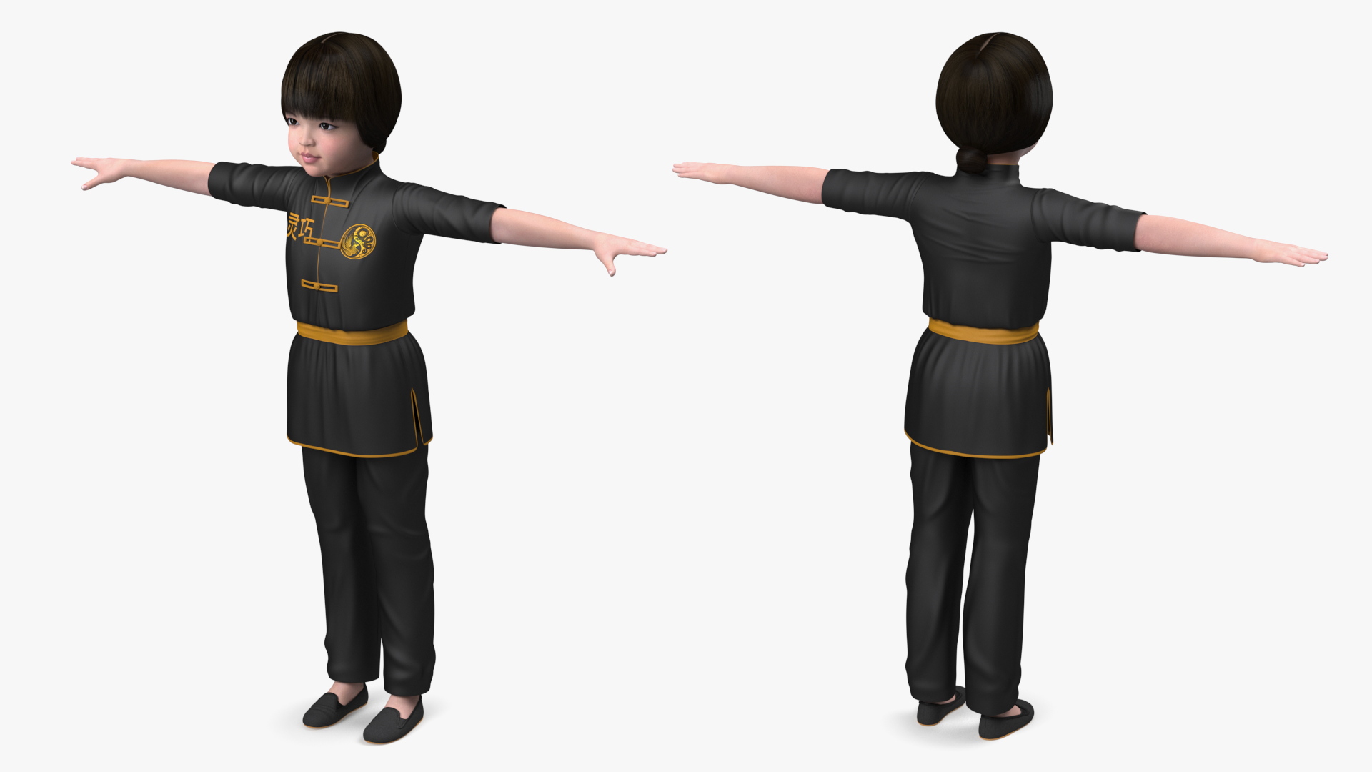 Asian Baby Girl in Kimono Rigged 3D