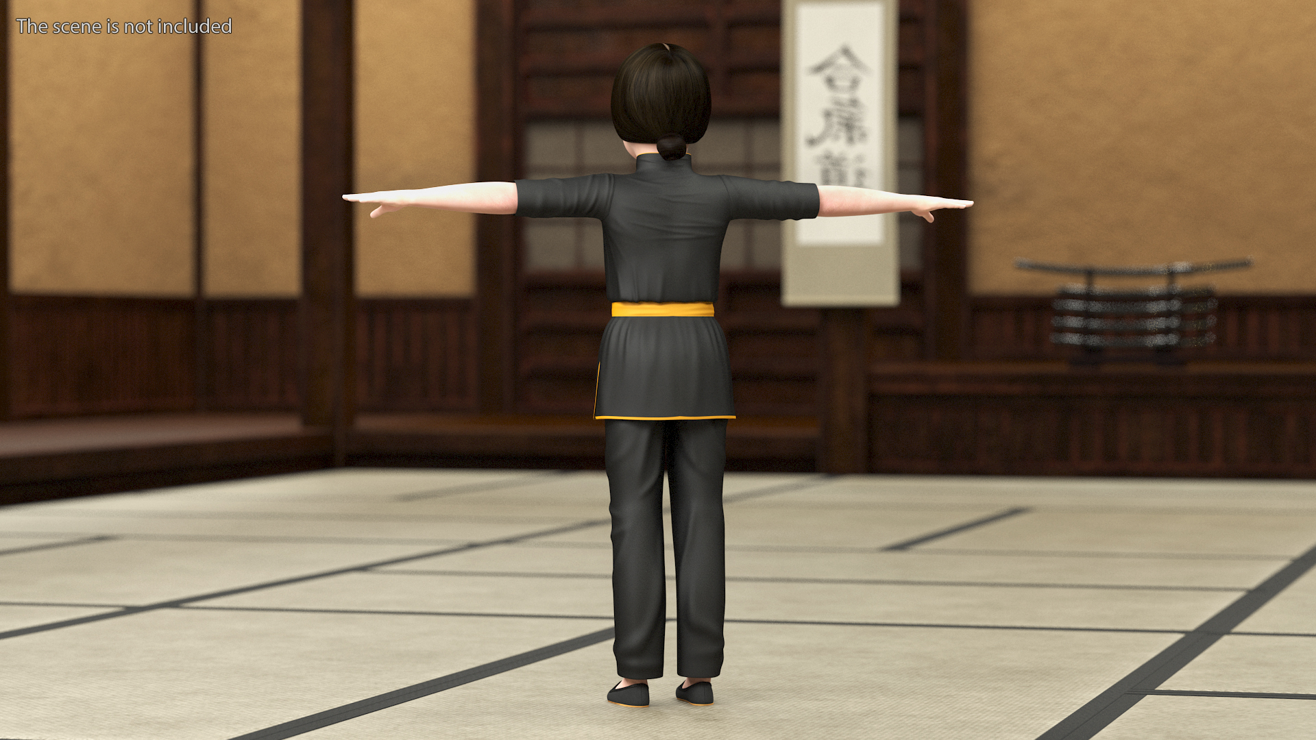 Asian Baby Girl in Kimono Rigged 3D