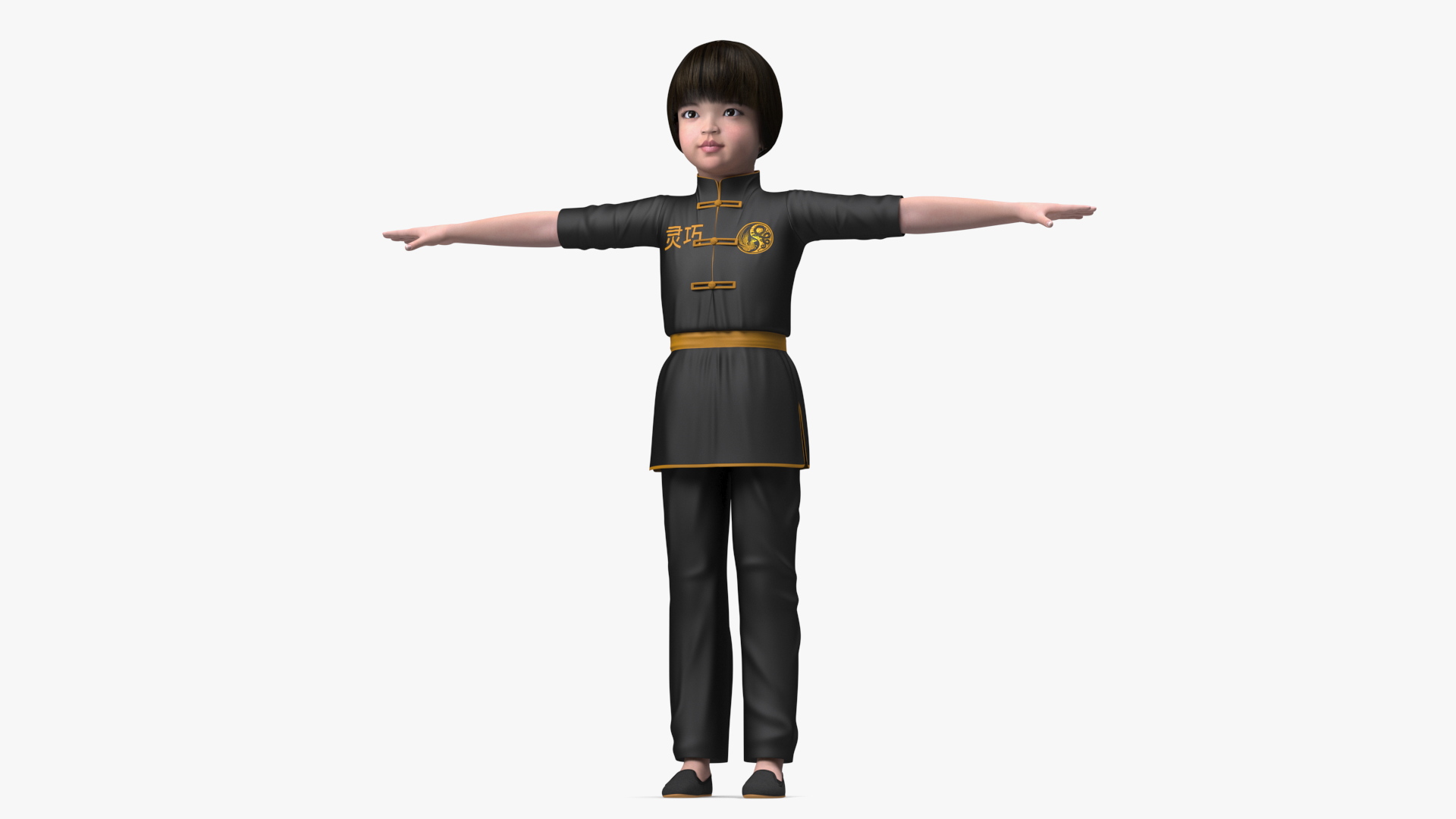 Asian Baby Girl in Kimono Rigged 3D