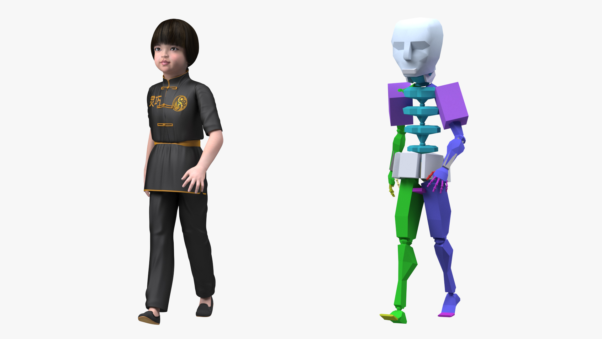 Asian Baby Girl in Kimono Rigged 3D