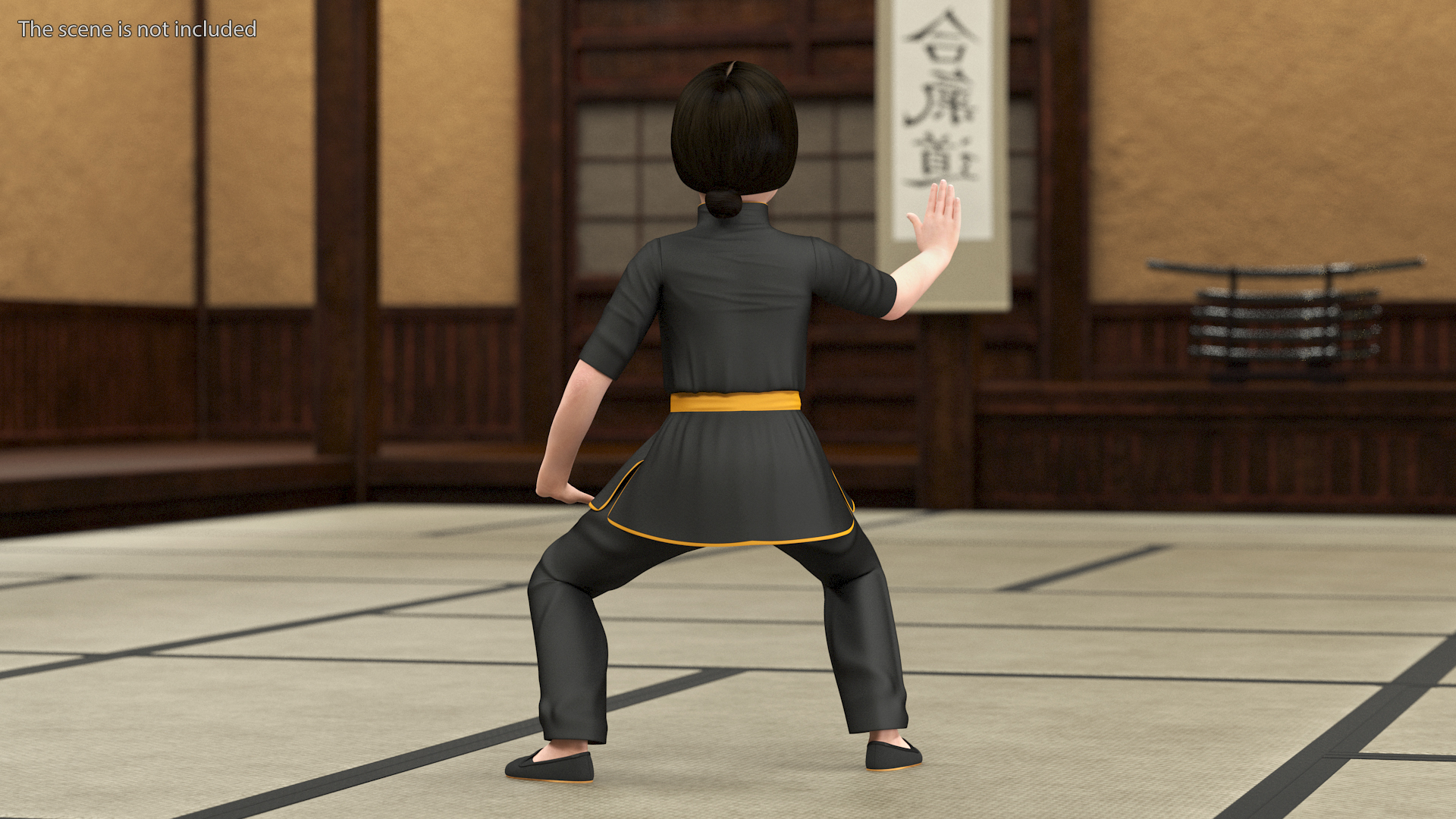 Asian Baby Girl in Kimono Rigged 3D