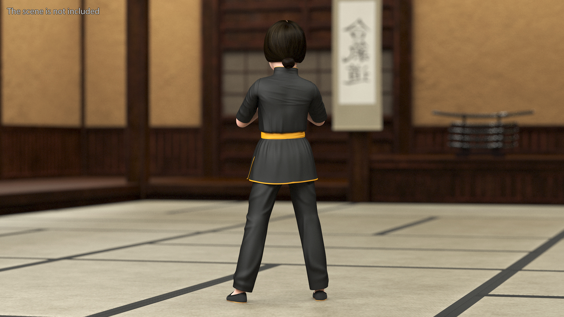 Asian Baby Girl in Kimono Rigged 3D