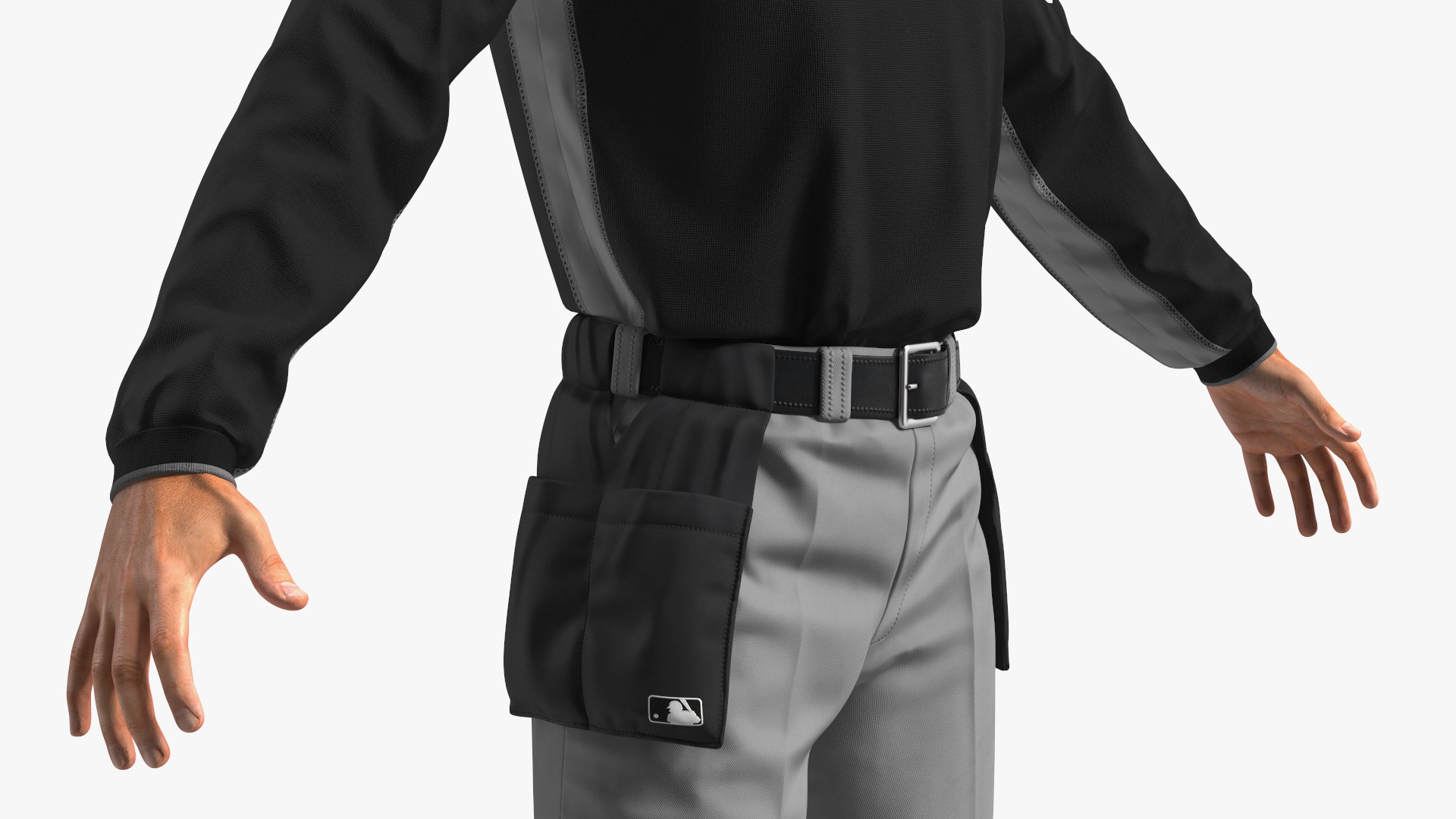 3D Baseball Umpire with Protective Mask and Cap Base Pose Fur model
