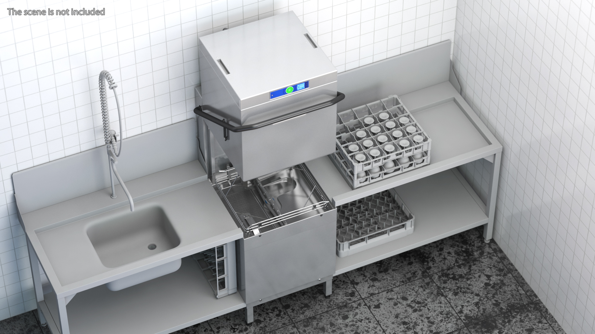 3D model Dishwasher Hood Type Hobart AM900 Rigged