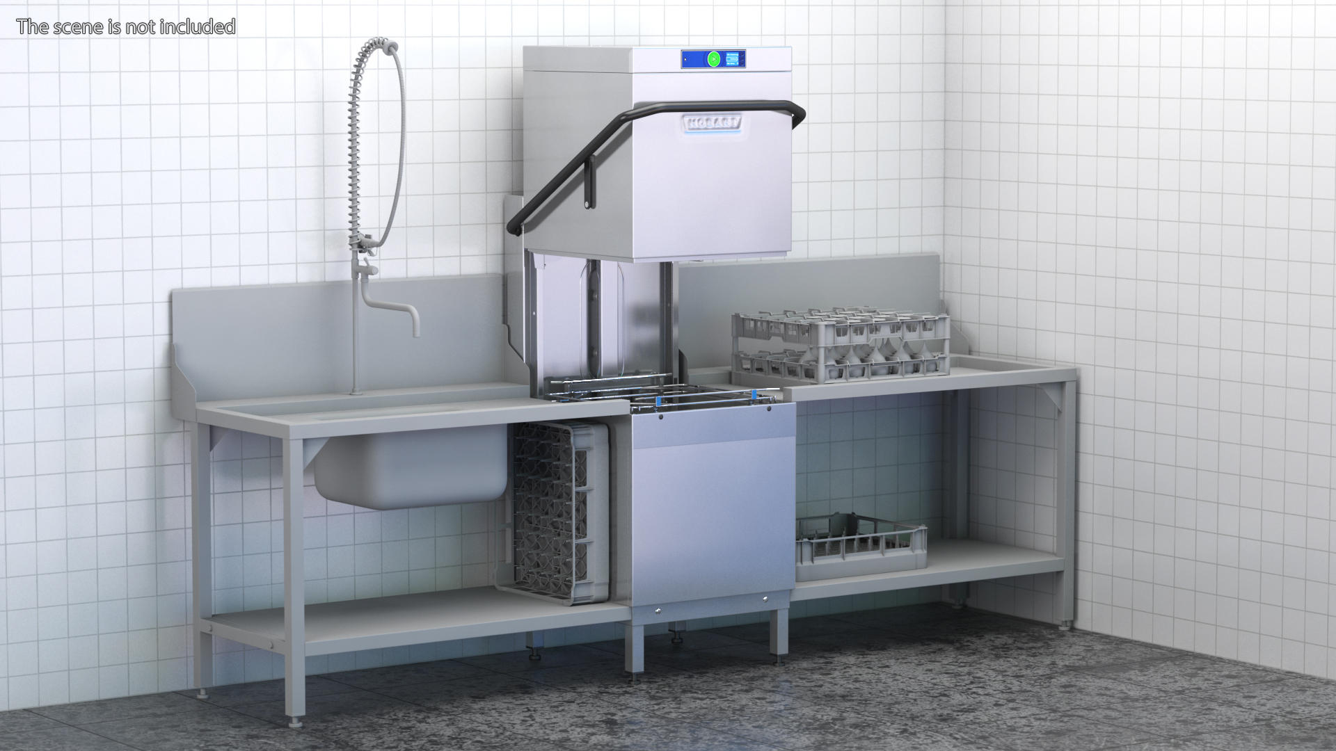 3D model Dishwasher Hood Type Hobart AM900 Rigged
