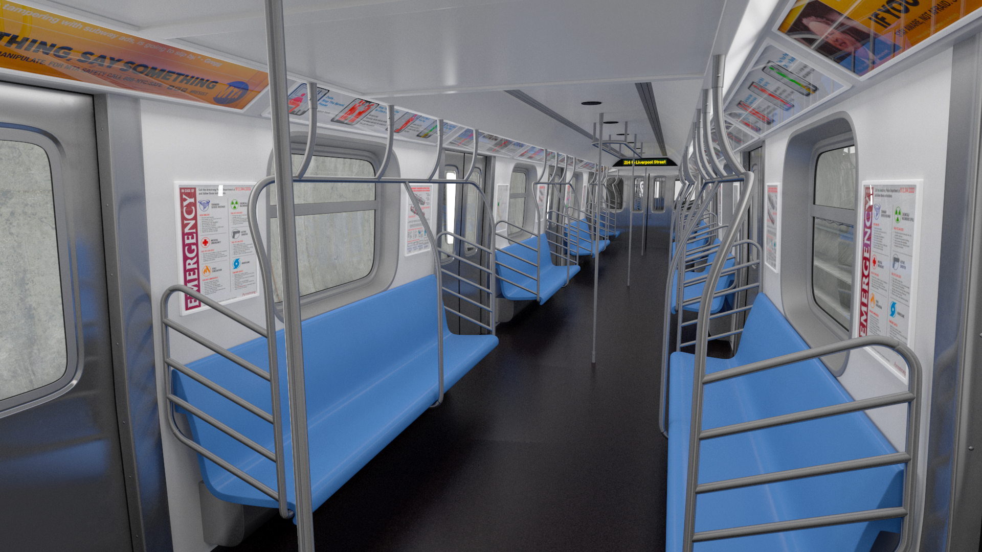 3D Subway Tunnel Section with Train and Worker model
