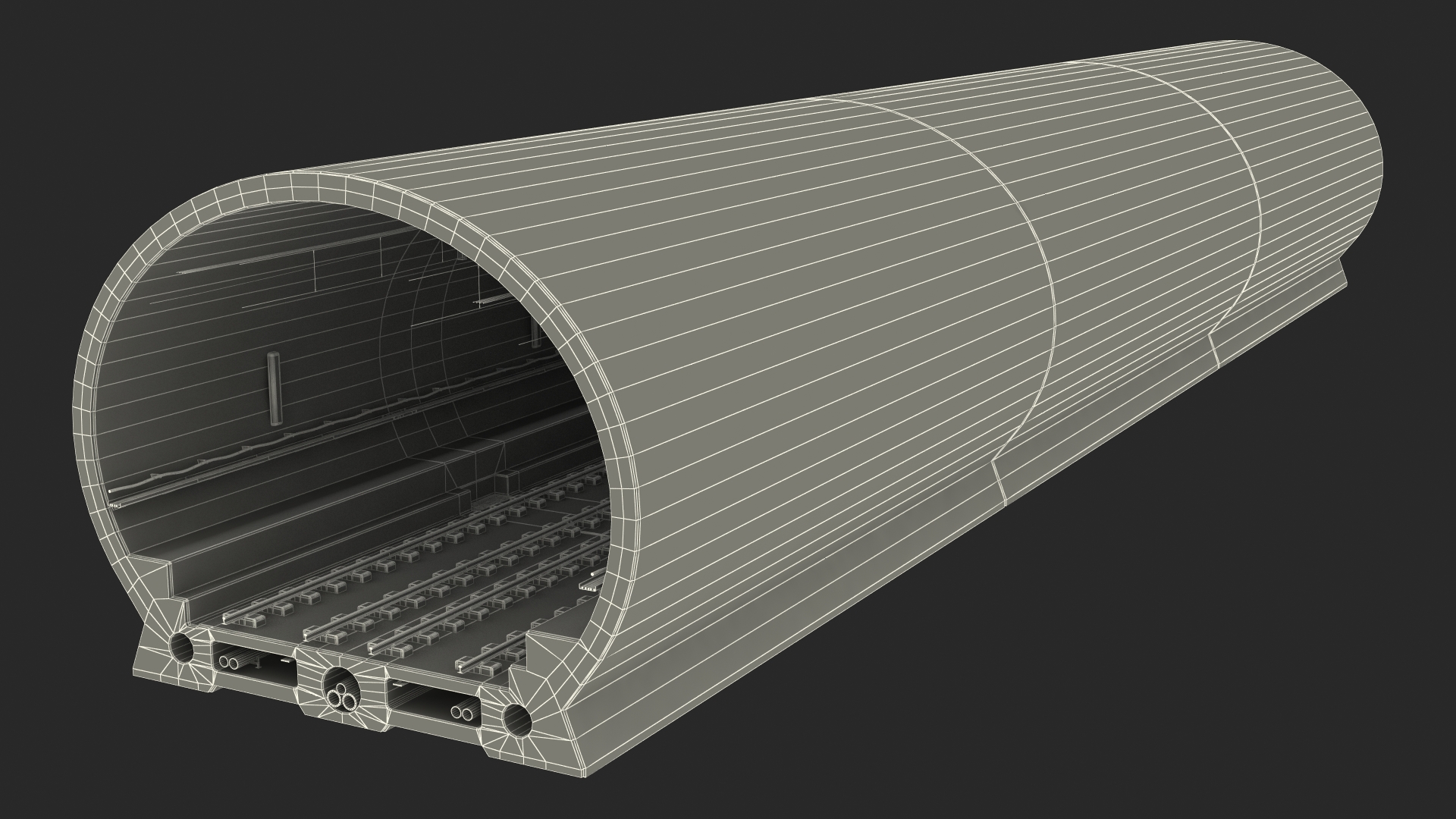 3D Subway Tunnel Section with Train and Worker model