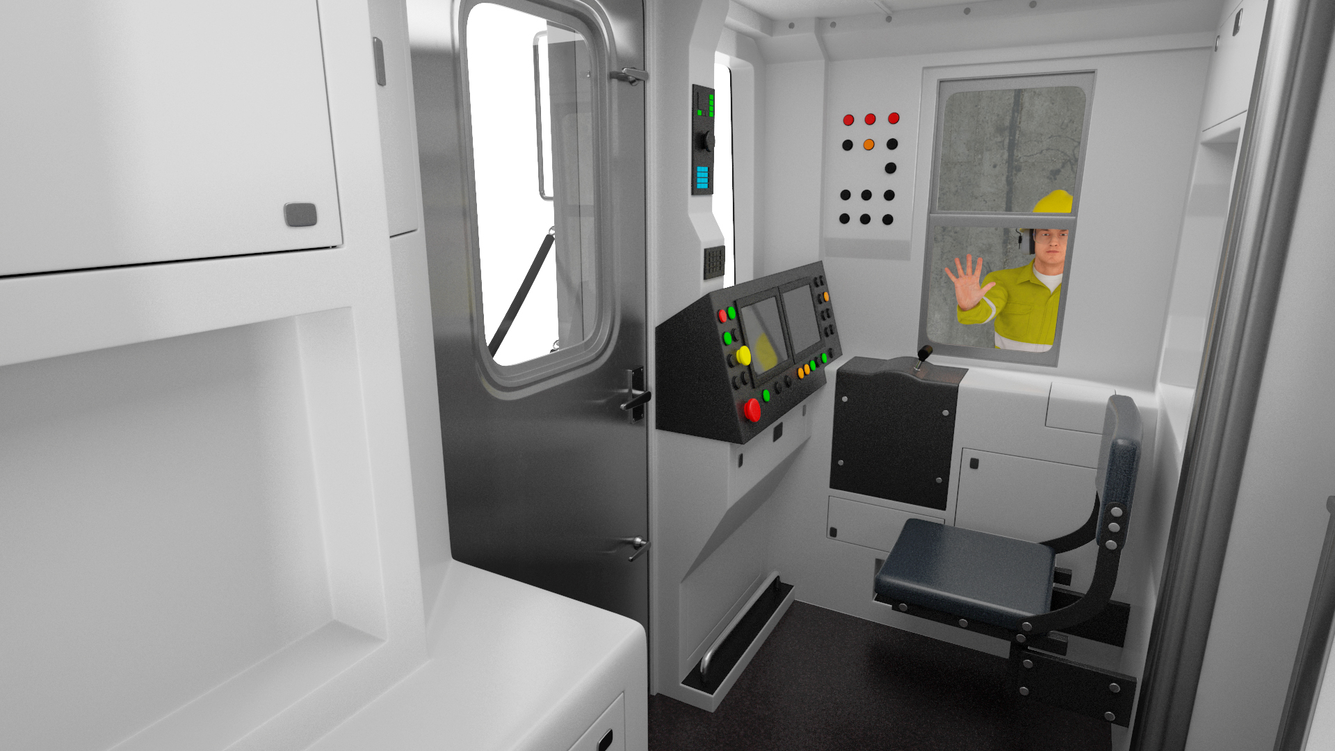 3D Subway Tunnel Section with Train and Worker model