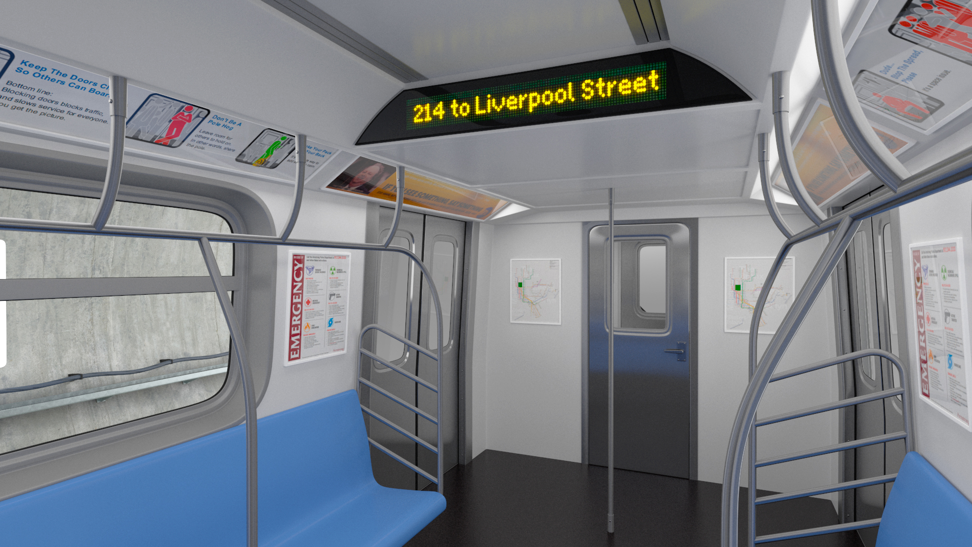 3D Subway Tunnel Section with Train and Worker model