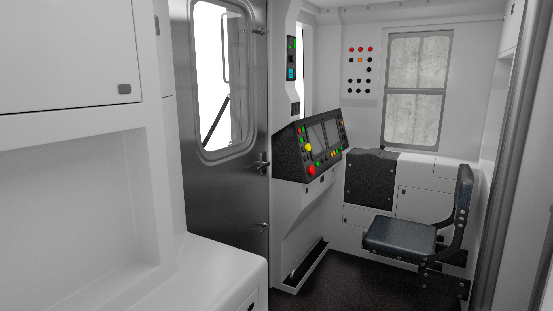 3D Subway Tunnel Section with Train and Worker model