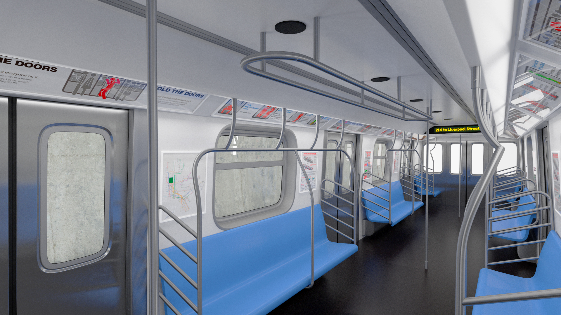 3D Subway Tunnel Section with Train and Worker model