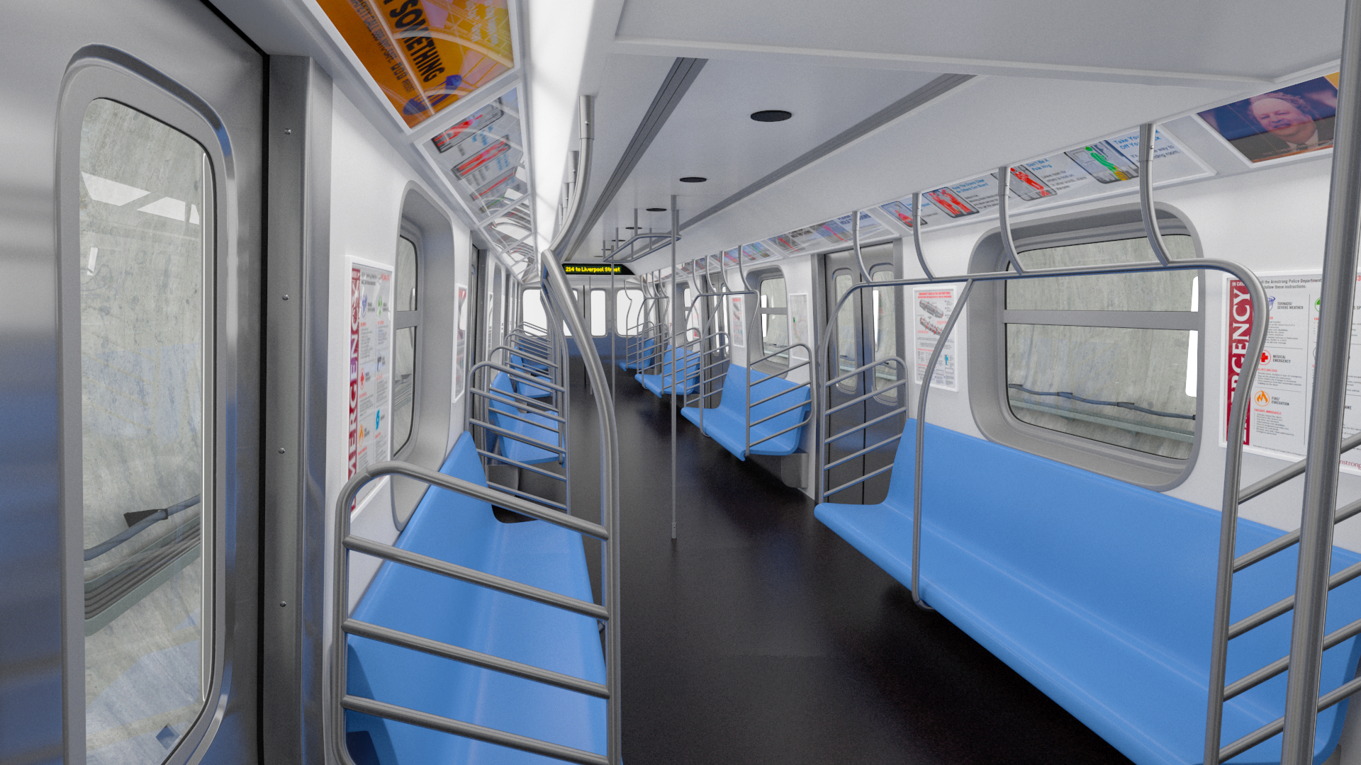 3D Subway Tunnel Section with Train and Worker model