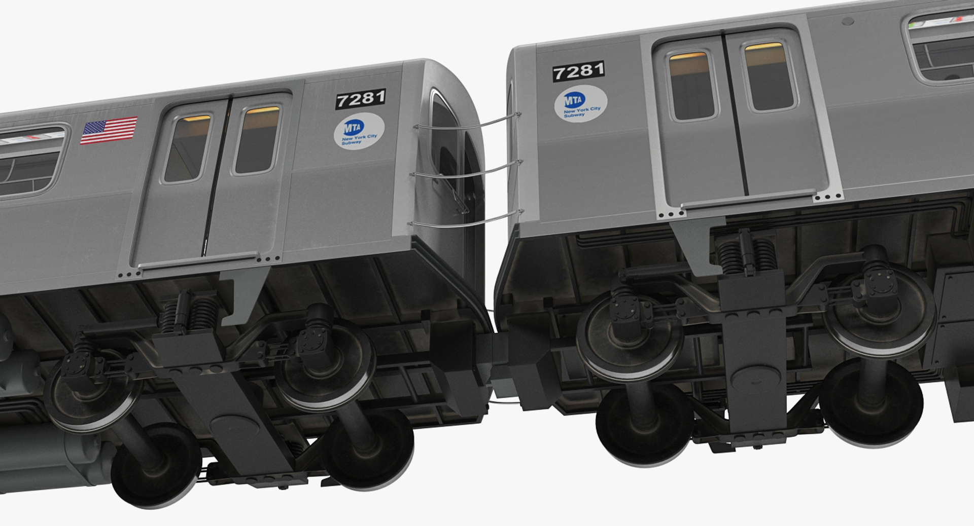 3D Subway Tunnel Section with Train and Worker model