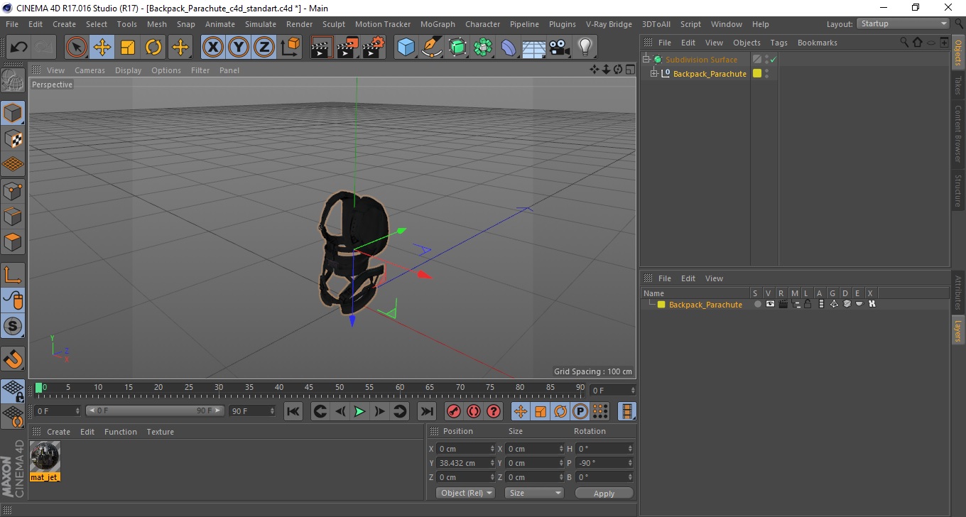 3D Backpack Parachute model
