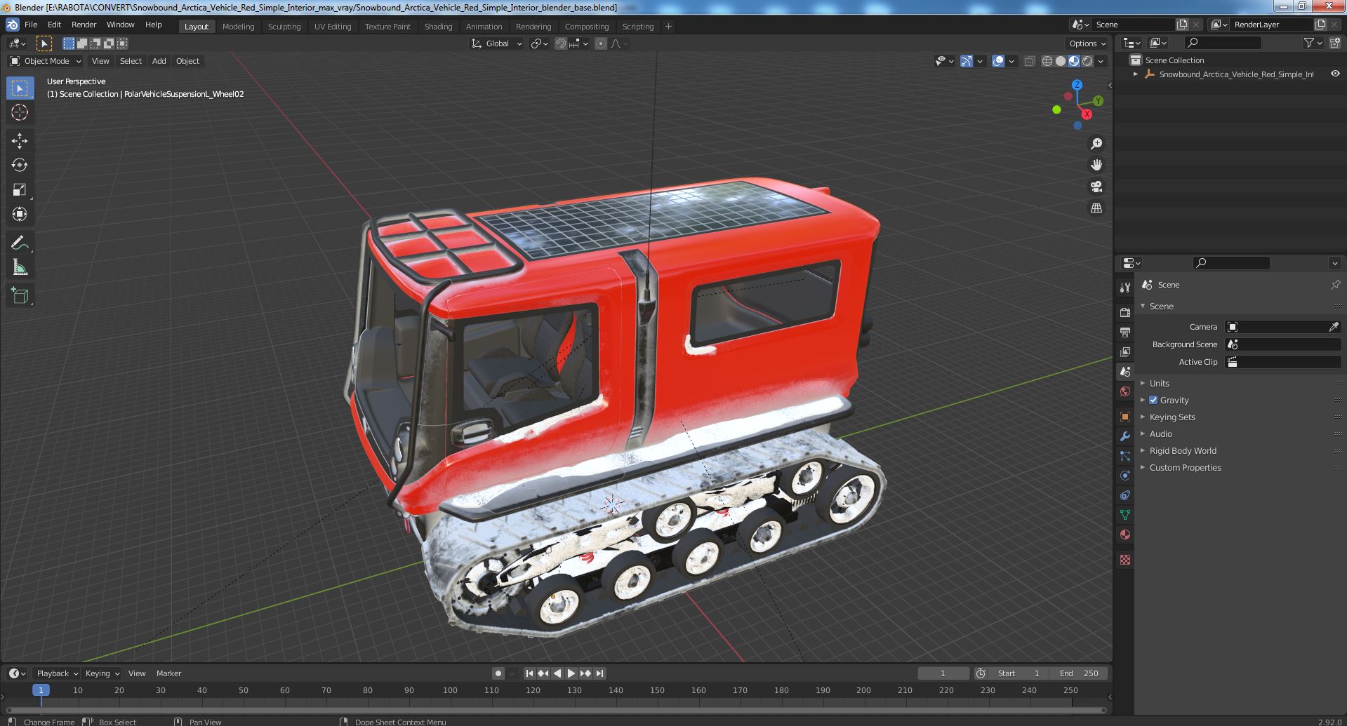 3D model Snowbound Arctica Vehicle Red Simple Interior