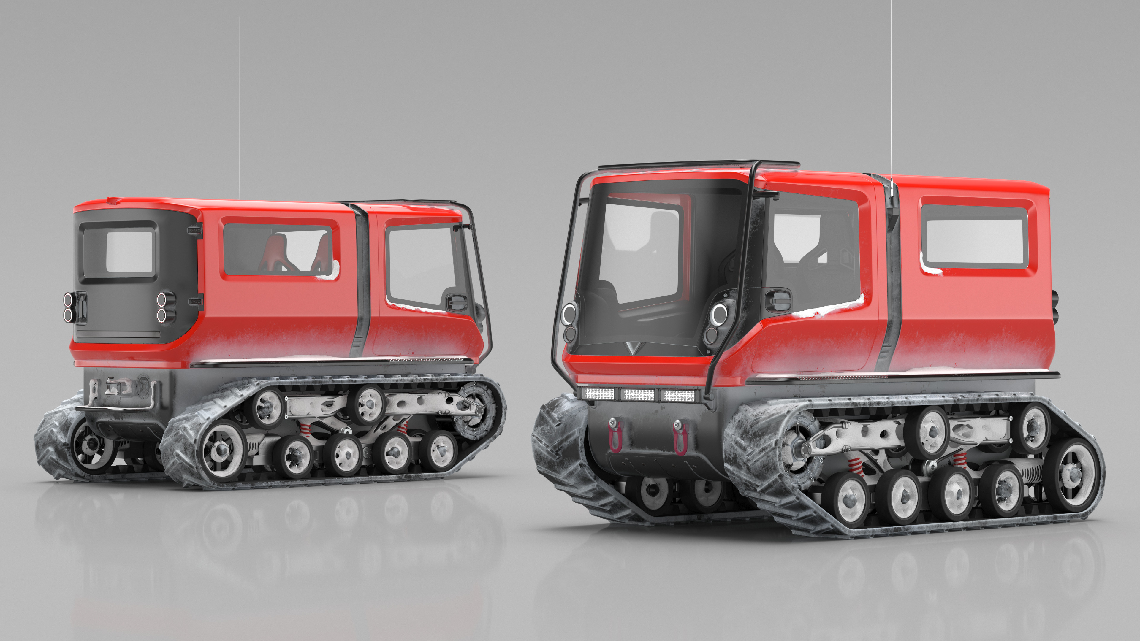 3D model Snowbound Arctica Vehicle Red Simple Interior