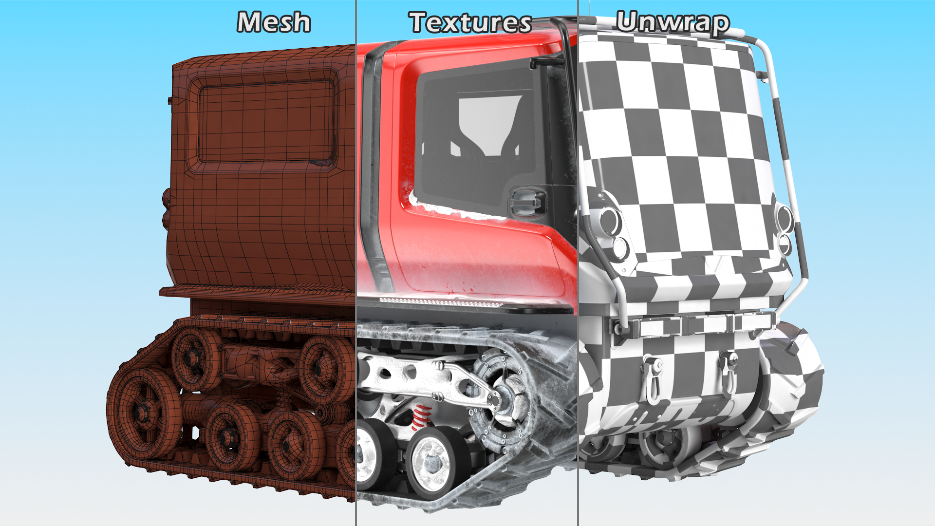 3D model Snowbound Arctica Vehicle Red Simple Interior
