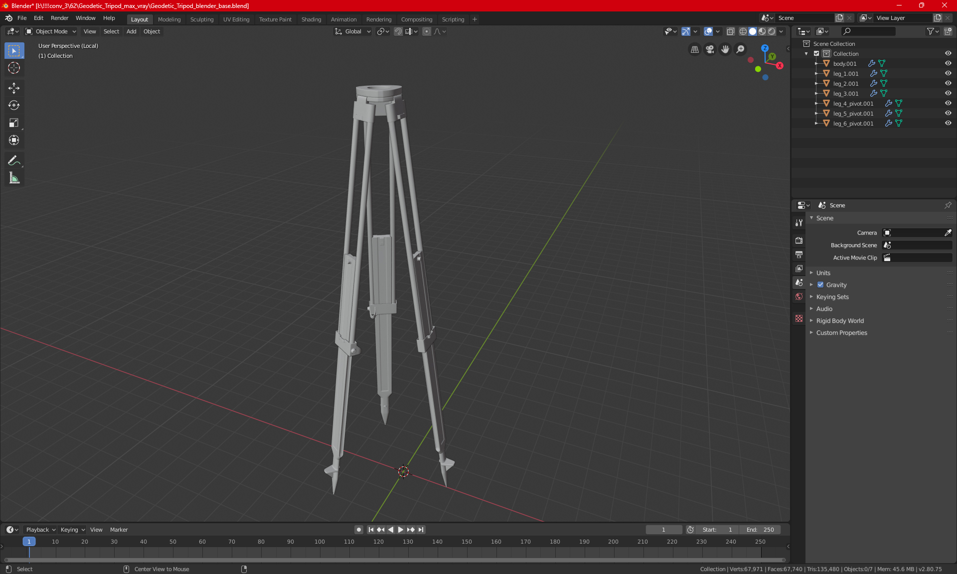 3D model Geodetic Tripod