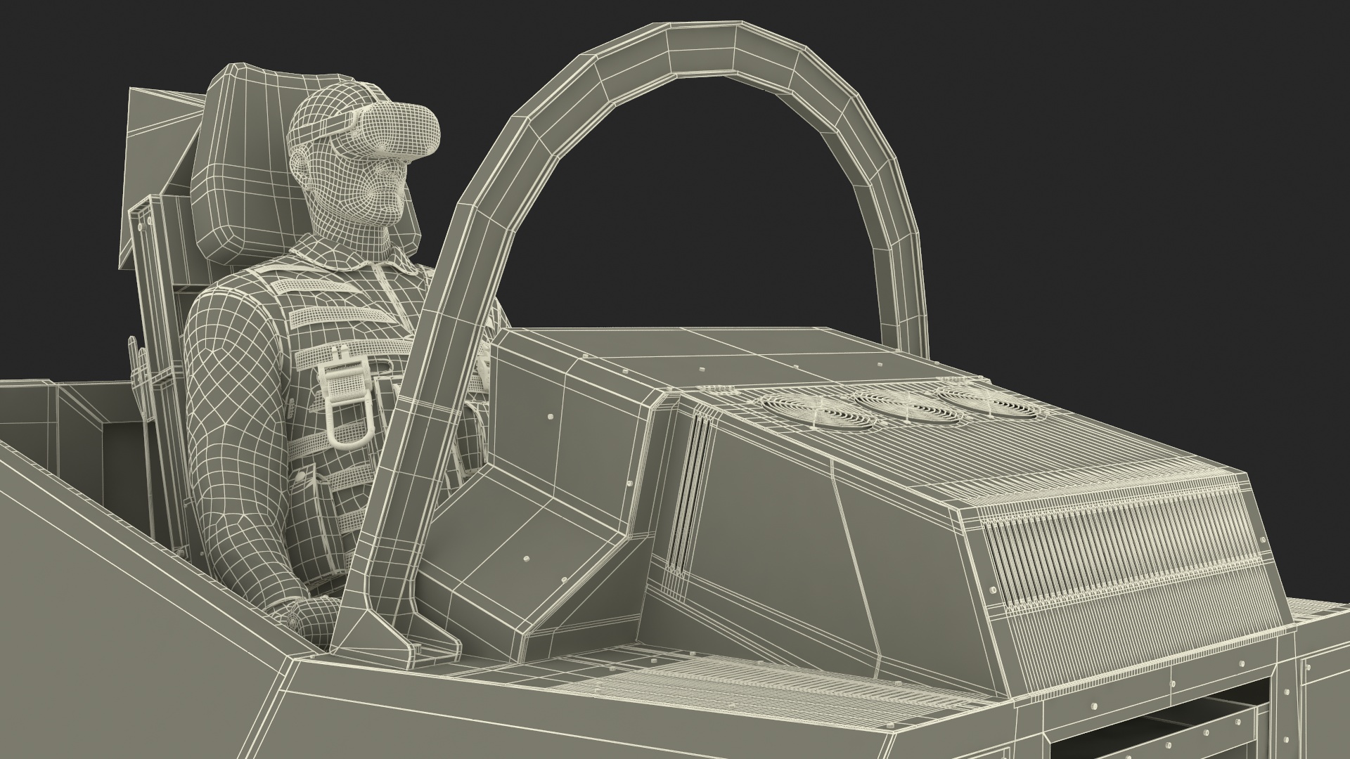Pilot in F-35 Fighter Cockpit Simulator 3D model