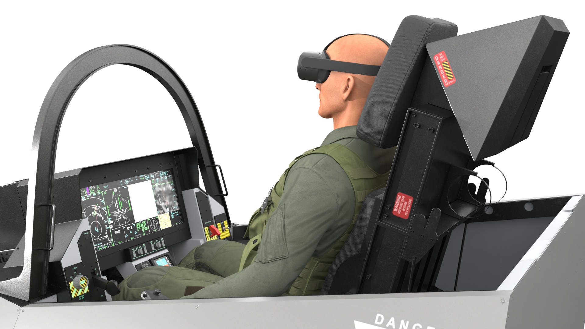 Pilot in F-35 Fighter Cockpit Simulator 3D model