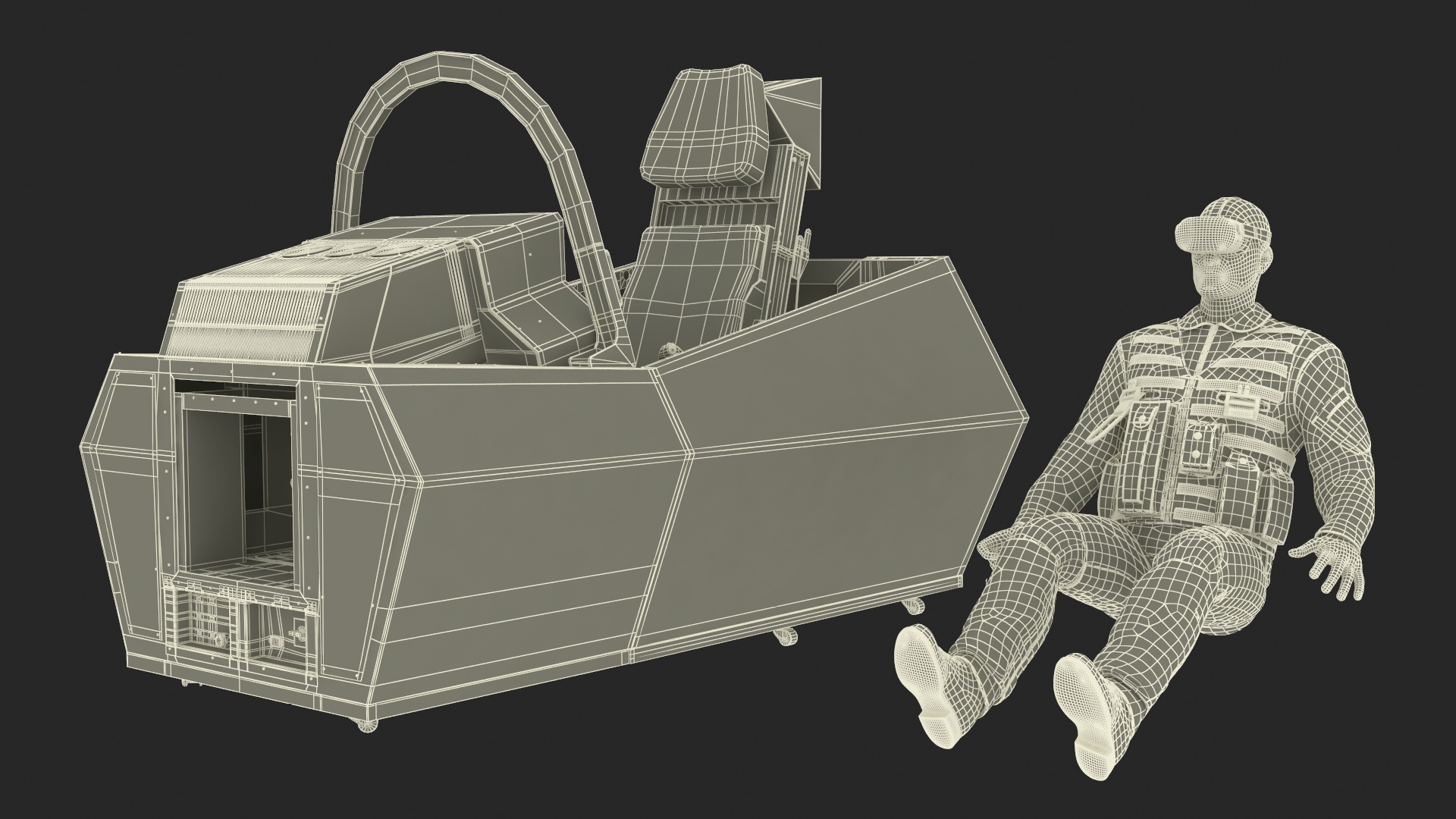 Pilot in F-35 Fighter Cockpit Simulator 3D model