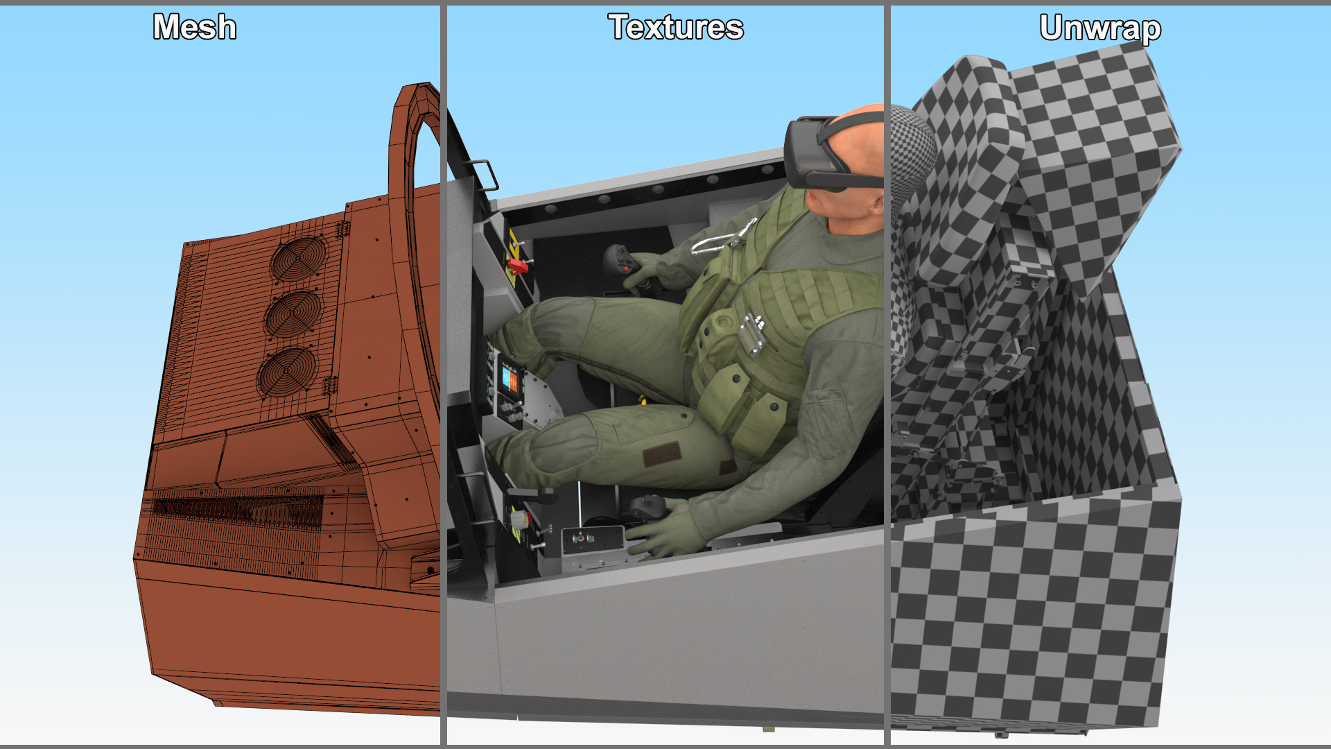 Pilot in F-35 Fighter Cockpit Simulator 3D model