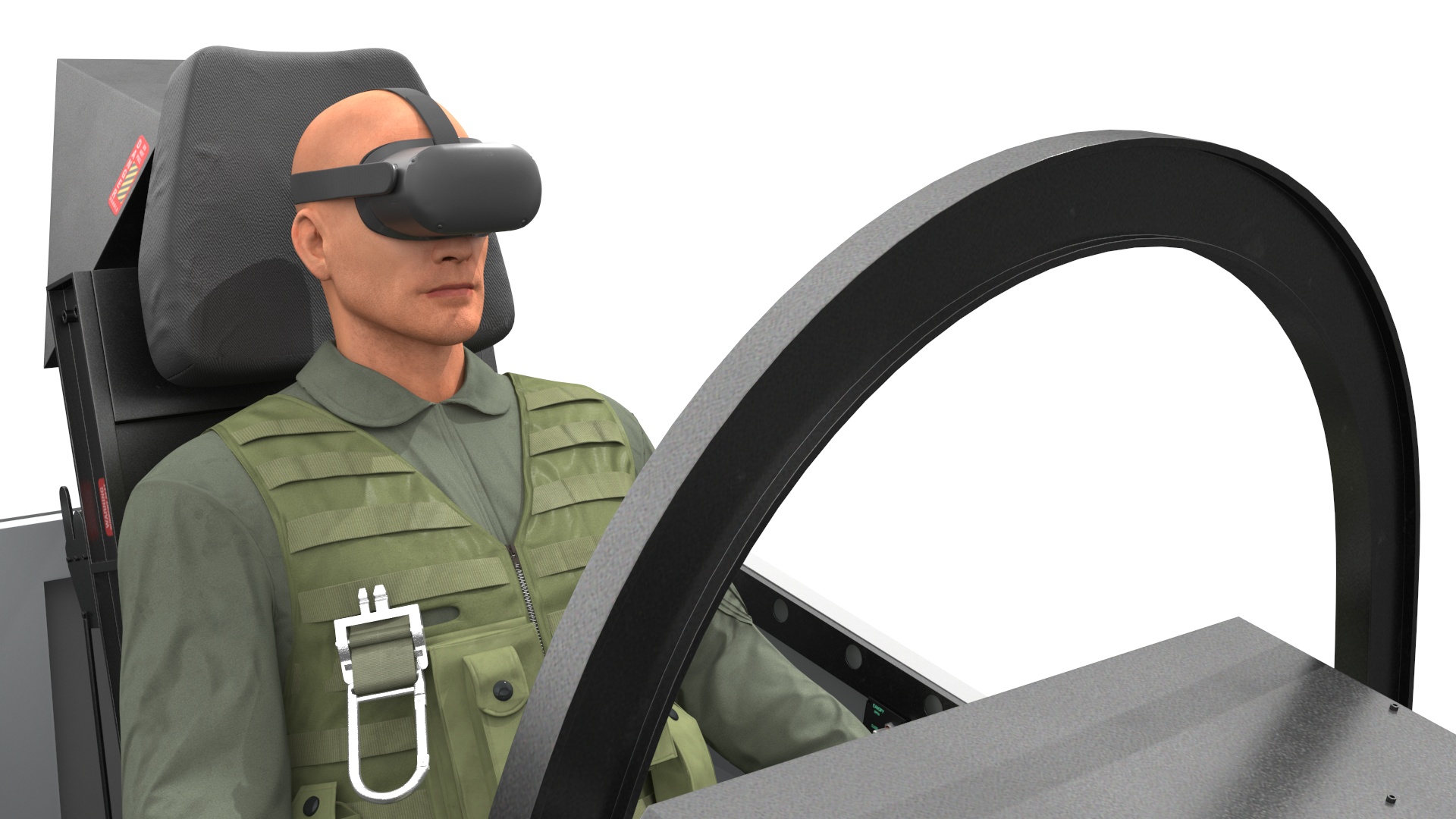 Pilot in F-35 Fighter Cockpit Simulator 3D model