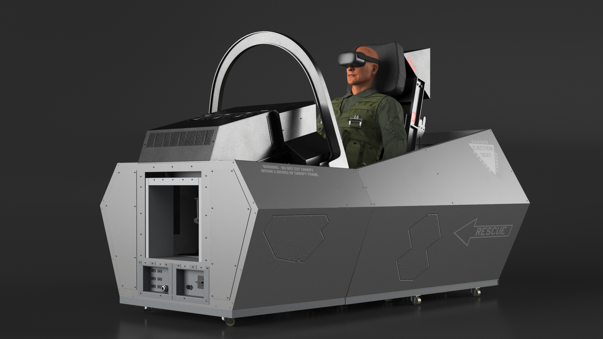 Pilot in F-35 Fighter Cockpit Simulator 3D model