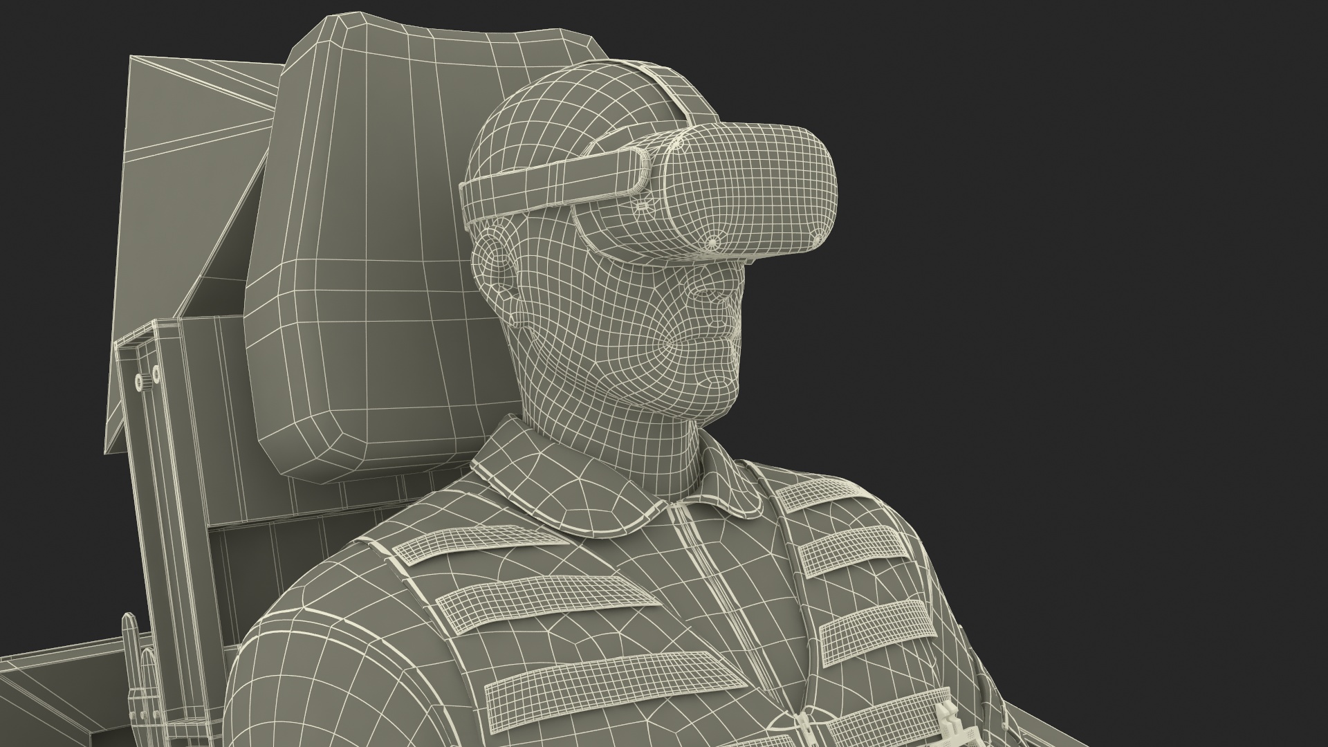 Pilot in F-35 Fighter Cockpit Simulator 3D model
