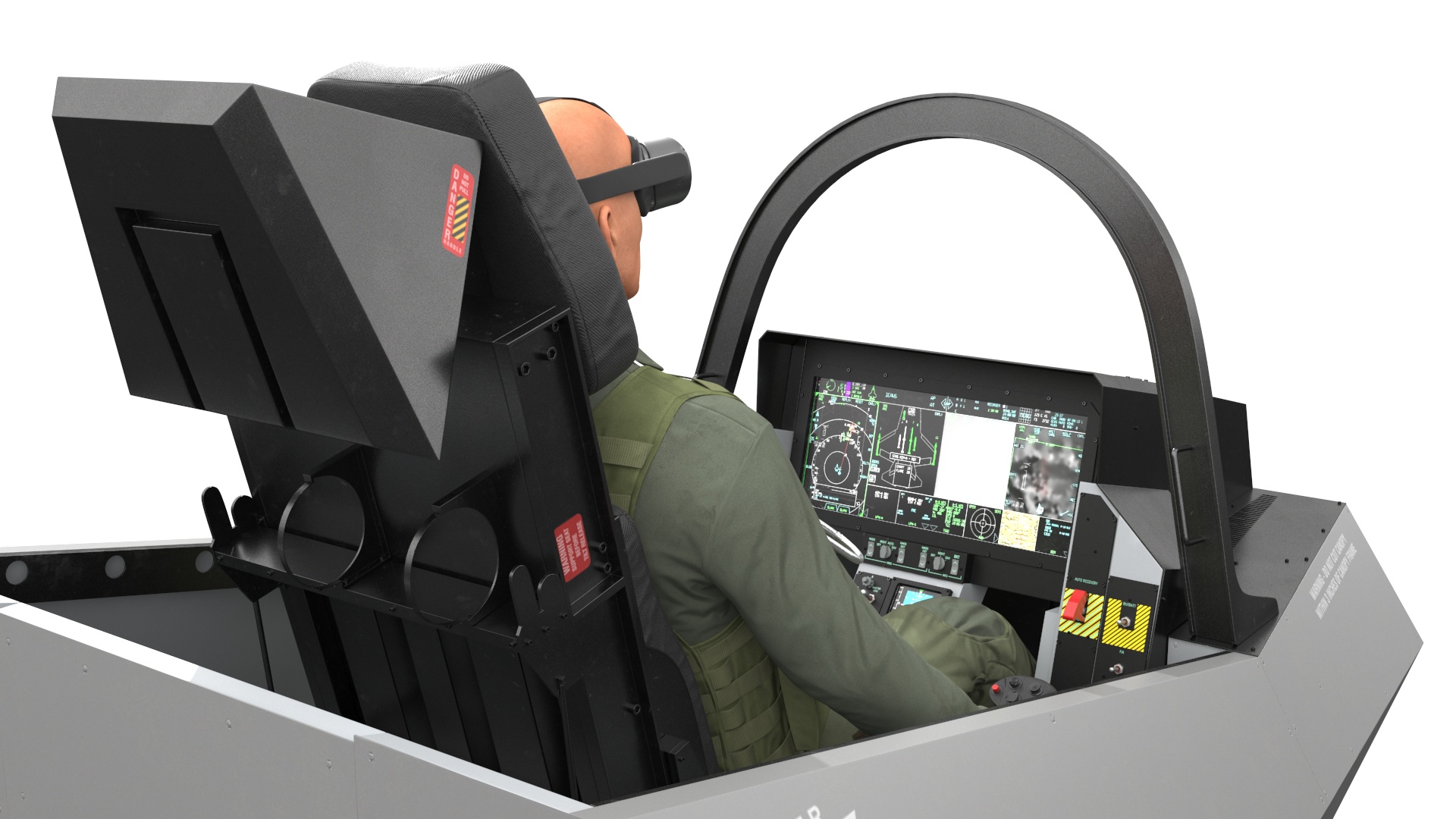 Pilot in F-35 Fighter Cockpit Simulator 3D model