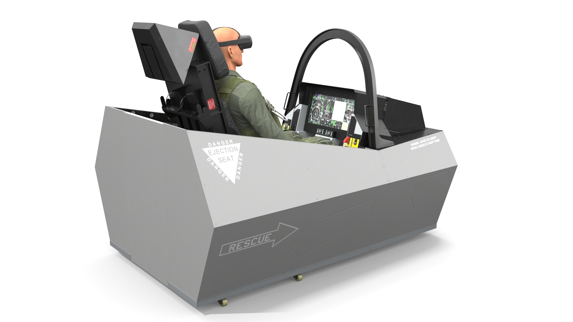 Pilot in F-35 Fighter Cockpit Simulator 3D model