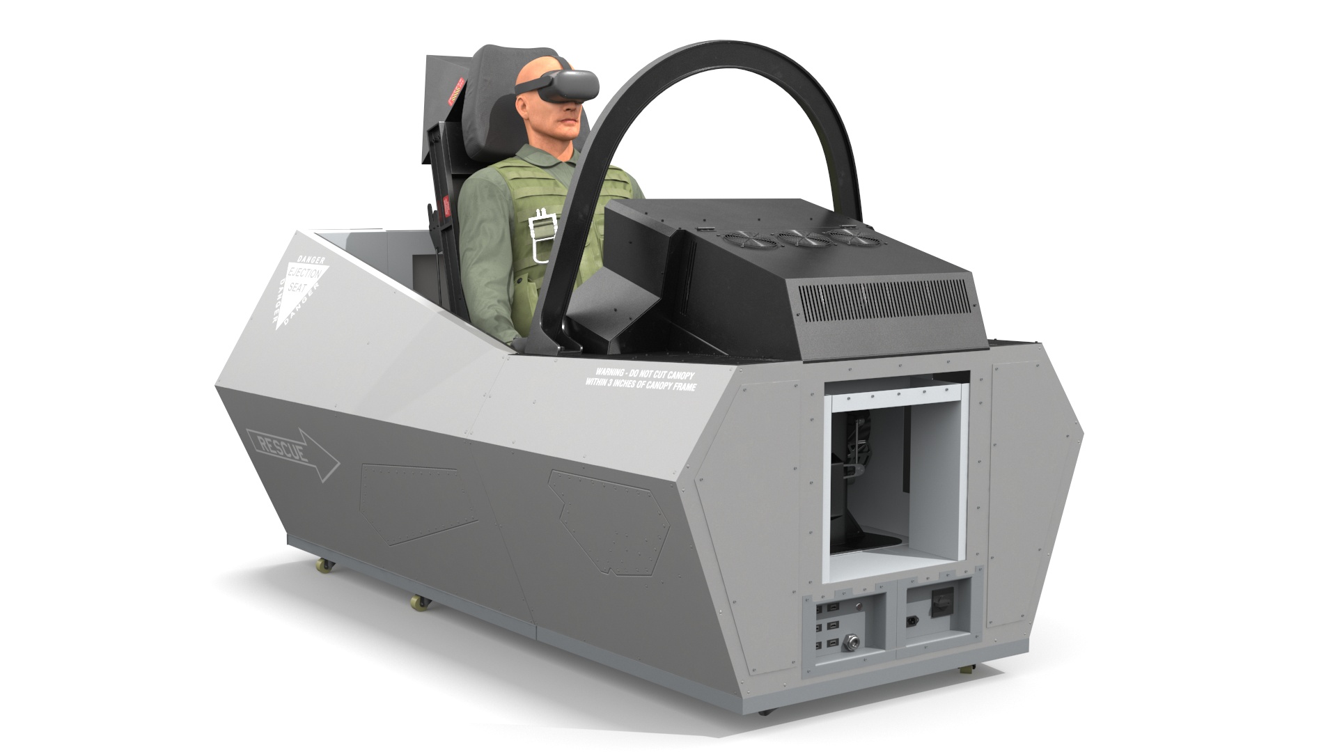 Pilot in F-35 Fighter Cockpit Simulator 3D model