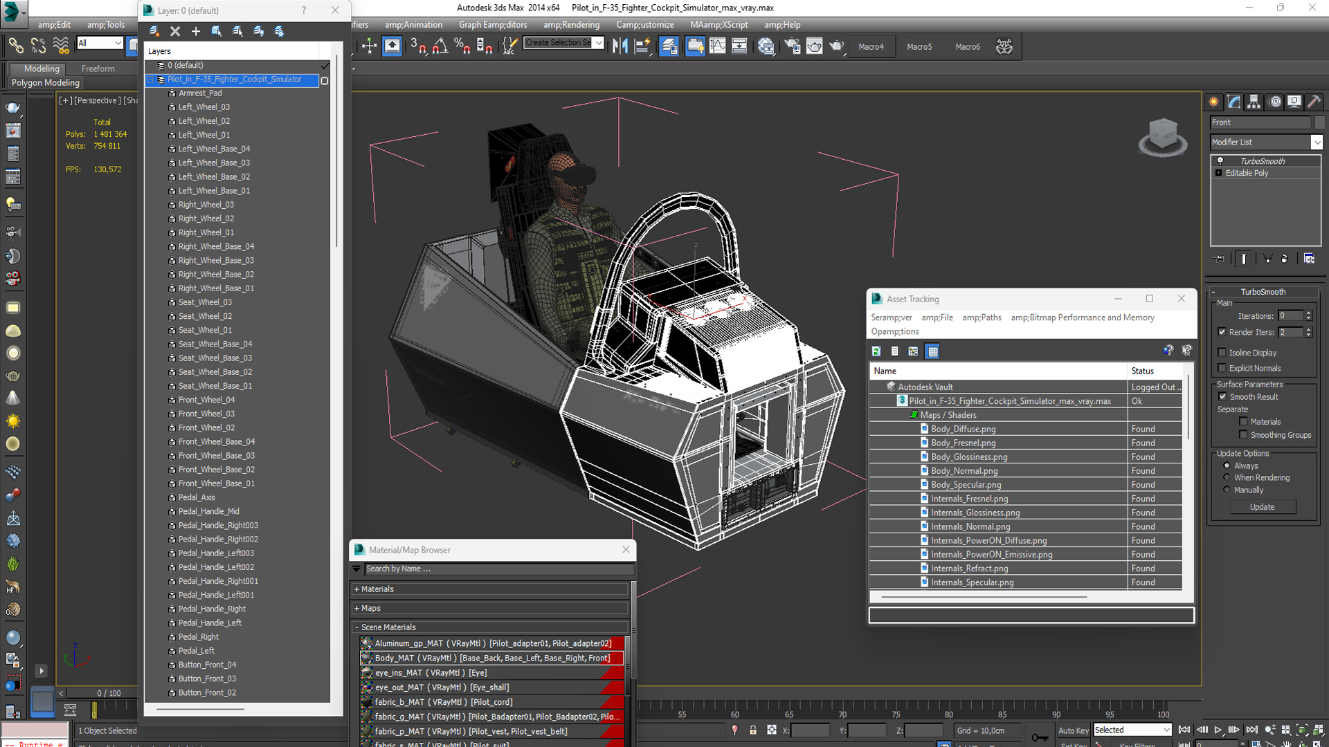 Pilot in F-35 Fighter Cockpit Simulator 3D model